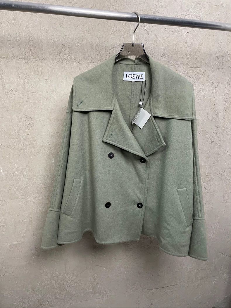 Loewe LOEWE Green collar double row button cashmere coat with be Size XXS / US 00 / IT 34 - 1 Thumbnail