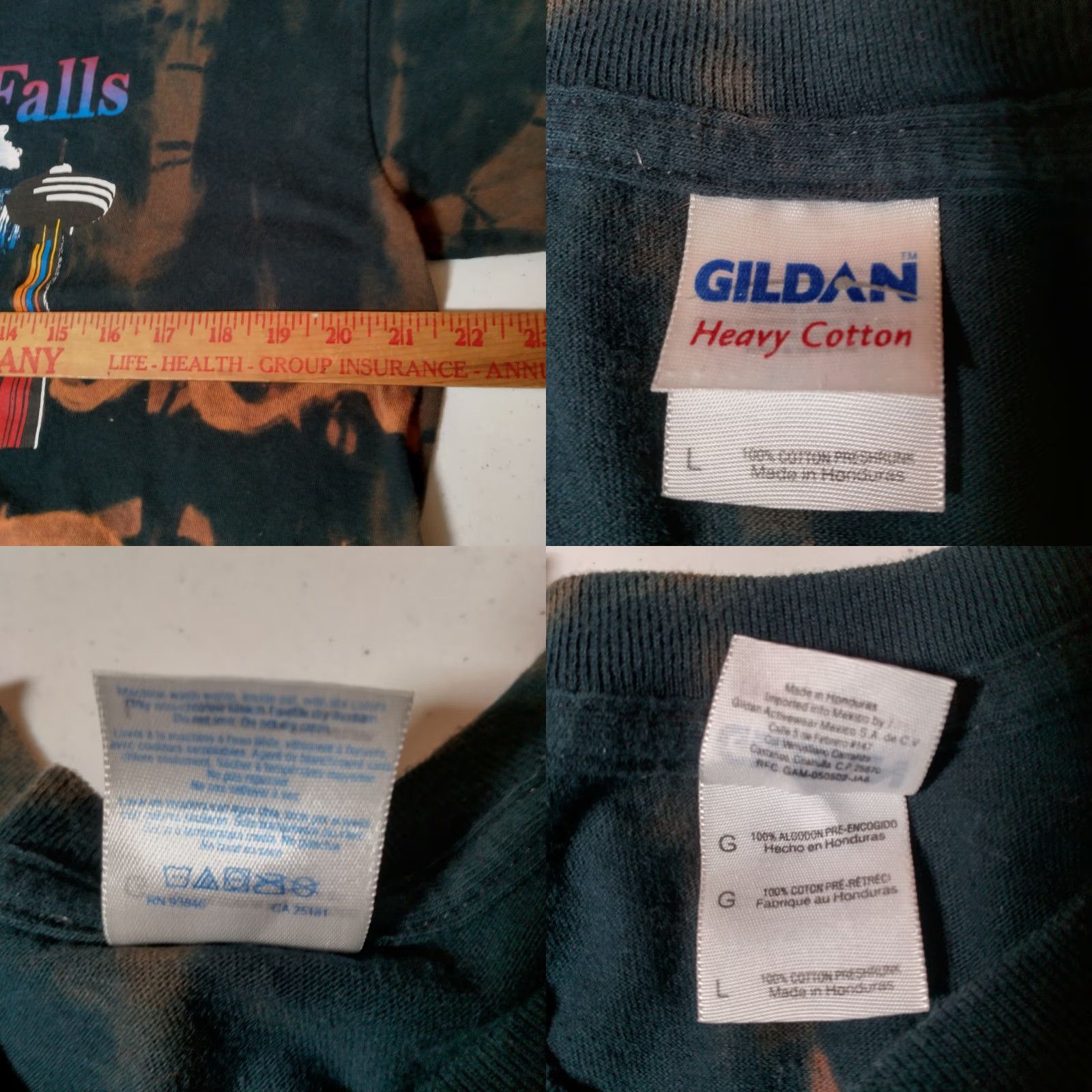 Gildan VINTAGE Gildan Unisex Cotton T-Shirt Cropped Rainbow Waterfall Niagra Falls Canada Graphic Black L Fall Summer Women Men Size US L / EU 52-54 / 3 - 8 Thumbnail