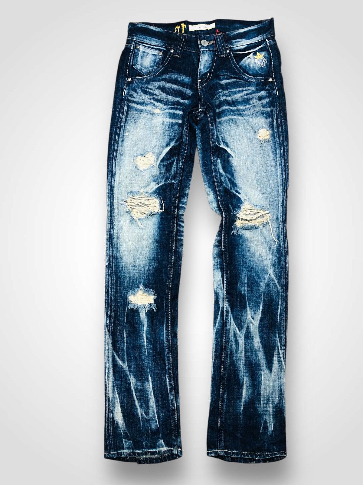 If Six Was Nine Varosh Designer Ripped Jeans with Ankle Zips (40) Size 42" / US 20 - 1 Thumbnail