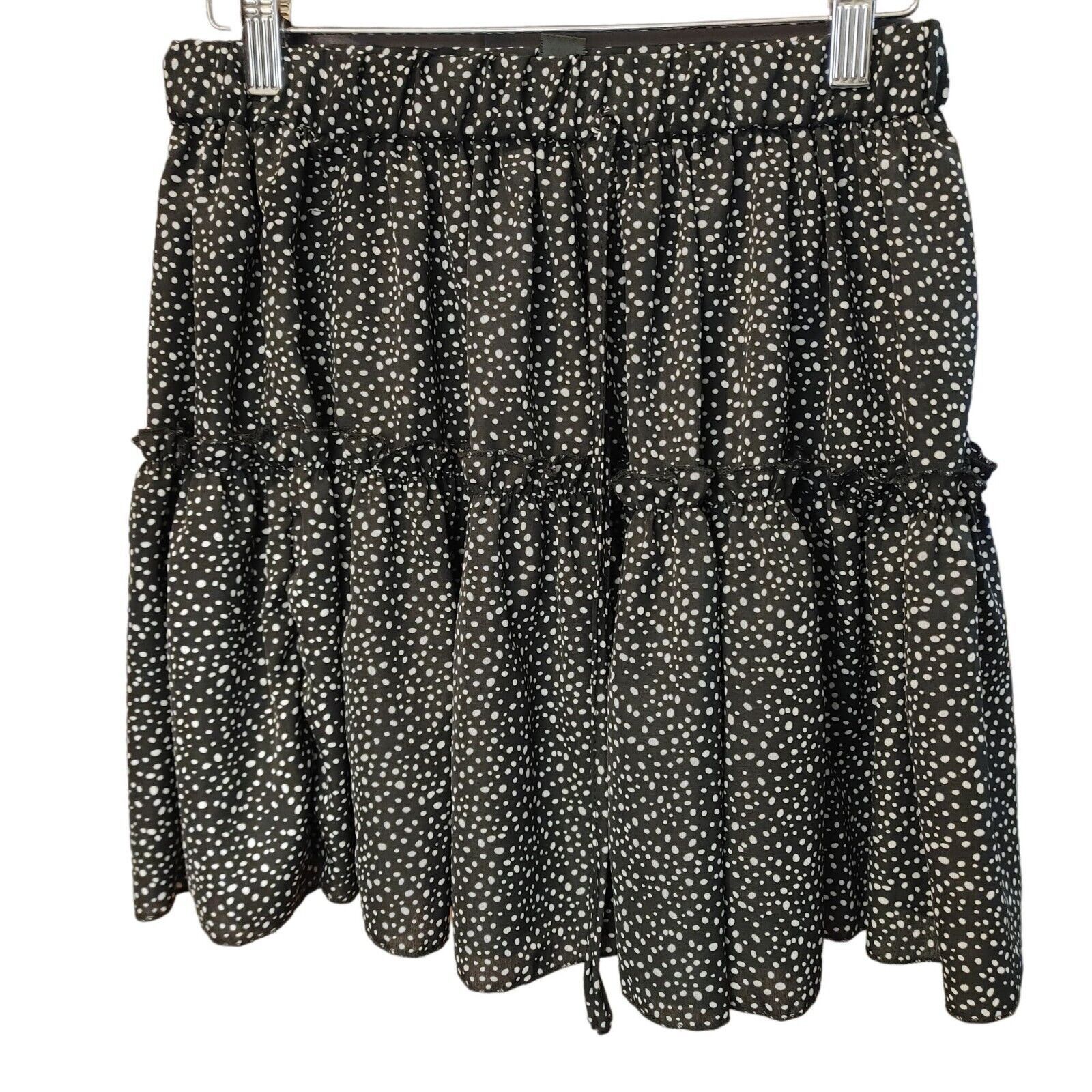 Shein Shein | Women's Black/White Polka Dot Tiered Mini Skirt M Size 28" / US 6 / IT 42 - 1 Thumbnail