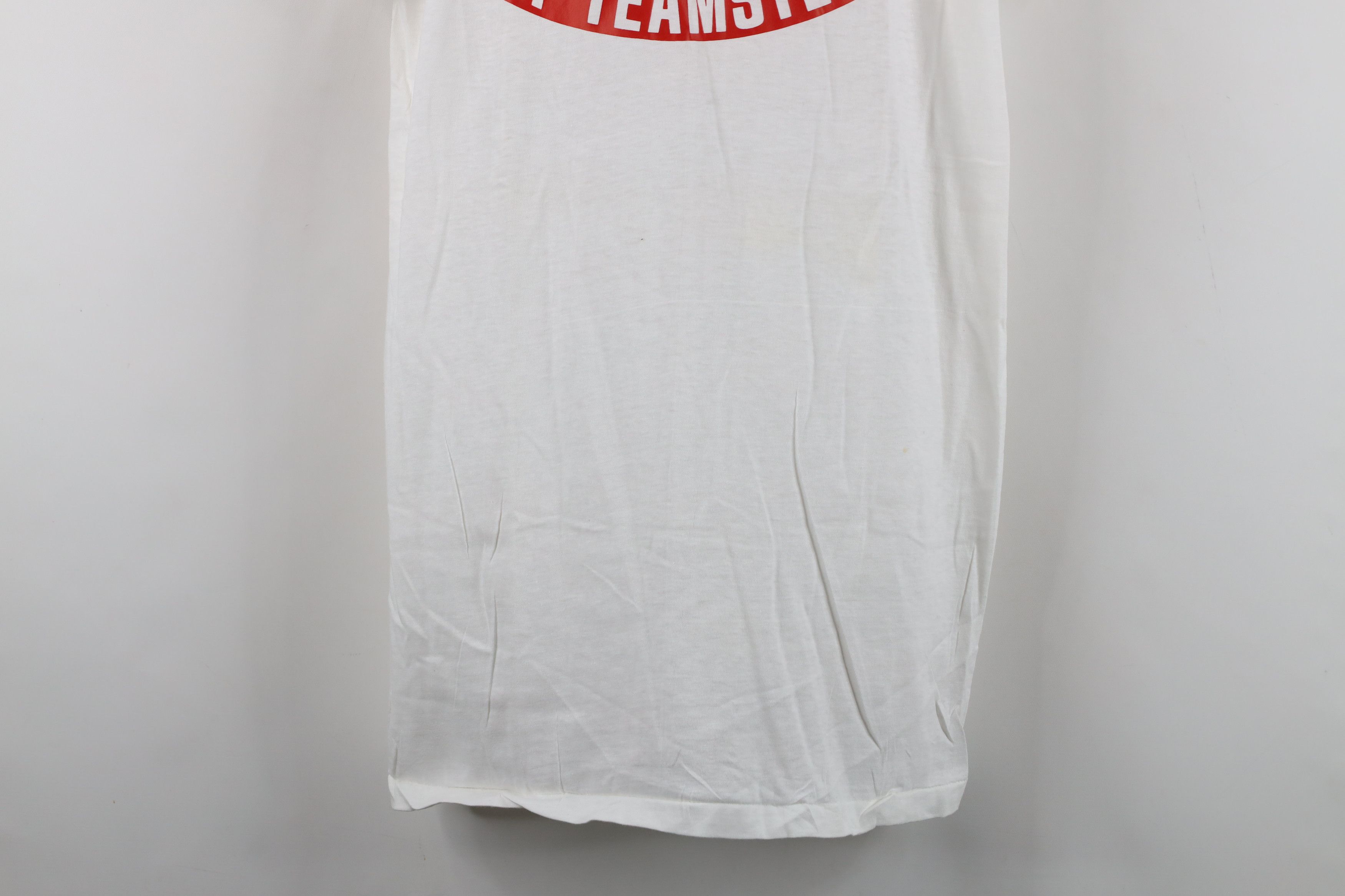 Vintage Vintage 70s A Teamster Union Short Sleeve T-Shirt White USA Size US L / EU 52-54 / 3 - 3 Thumbnail