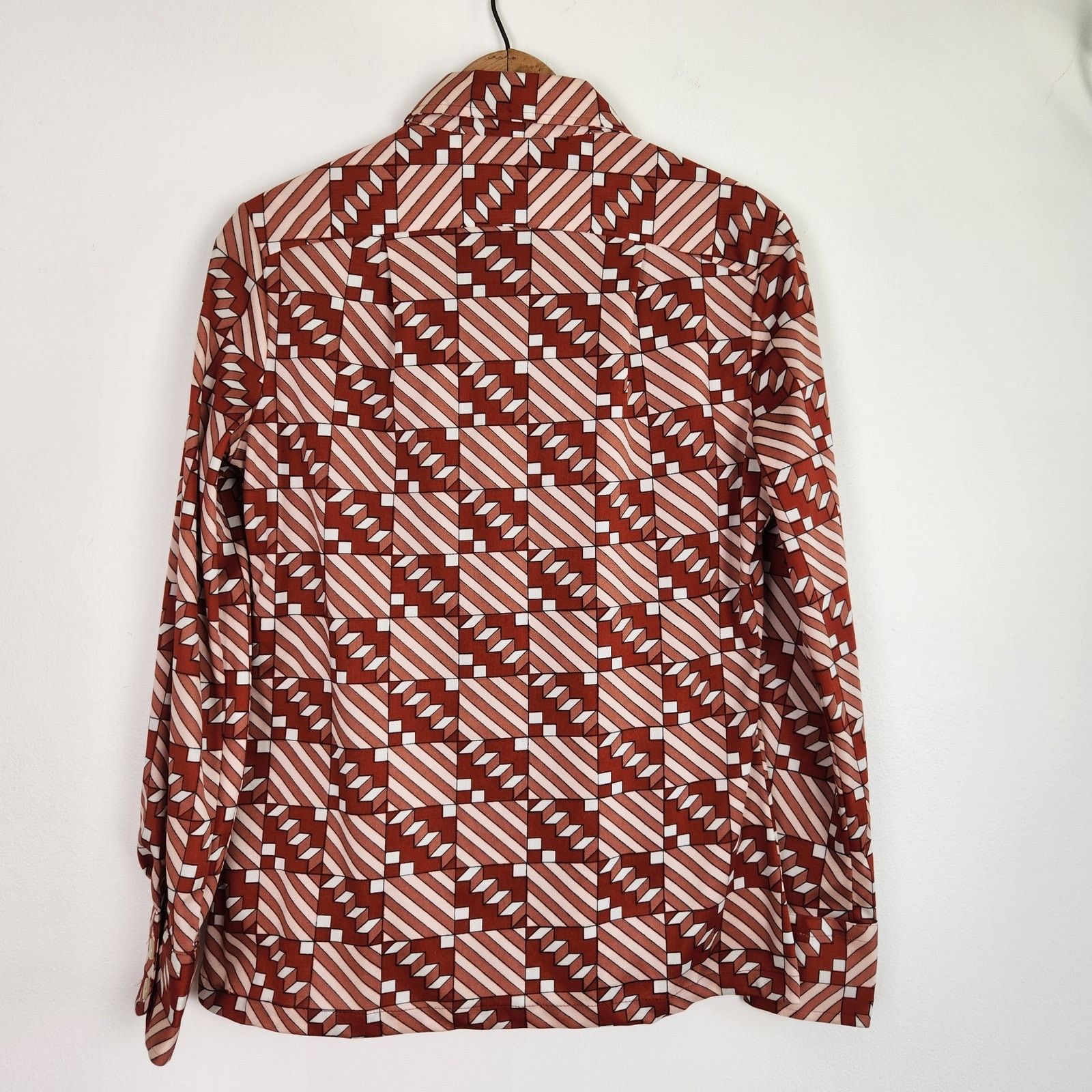 Vintage 70s Dagger Collar Patterned Print Button Up Shirt Medium Size M / US 6-8 / IT 42-44 - 2 Thumbnail