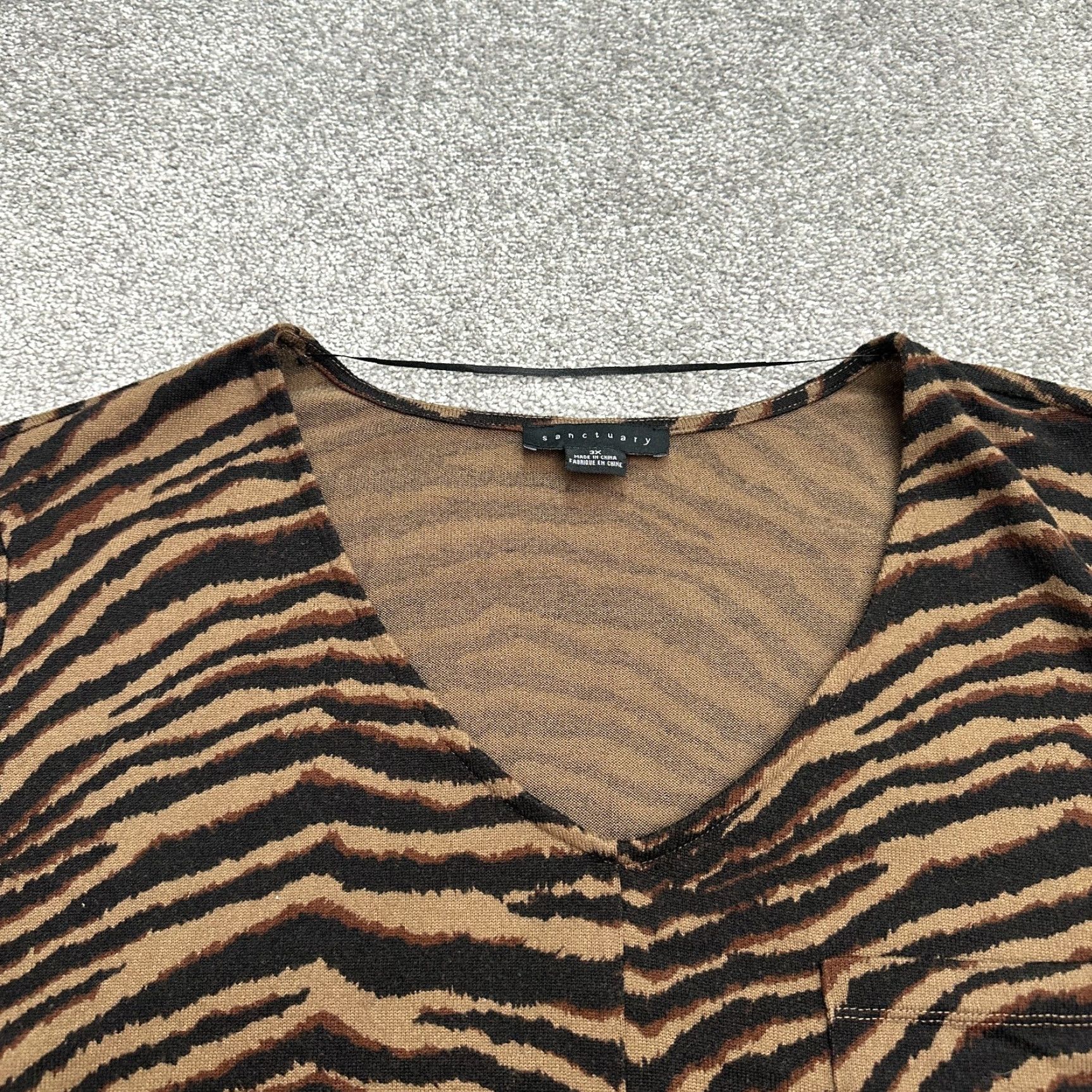 Sanctuary Sanctuary Womens Pullover Sweater 3X Brown Black Animal Print V-Neck Casual Knit Shirt Size XXL / US 16-18 / IT 52-54 - 3 Thumbnail