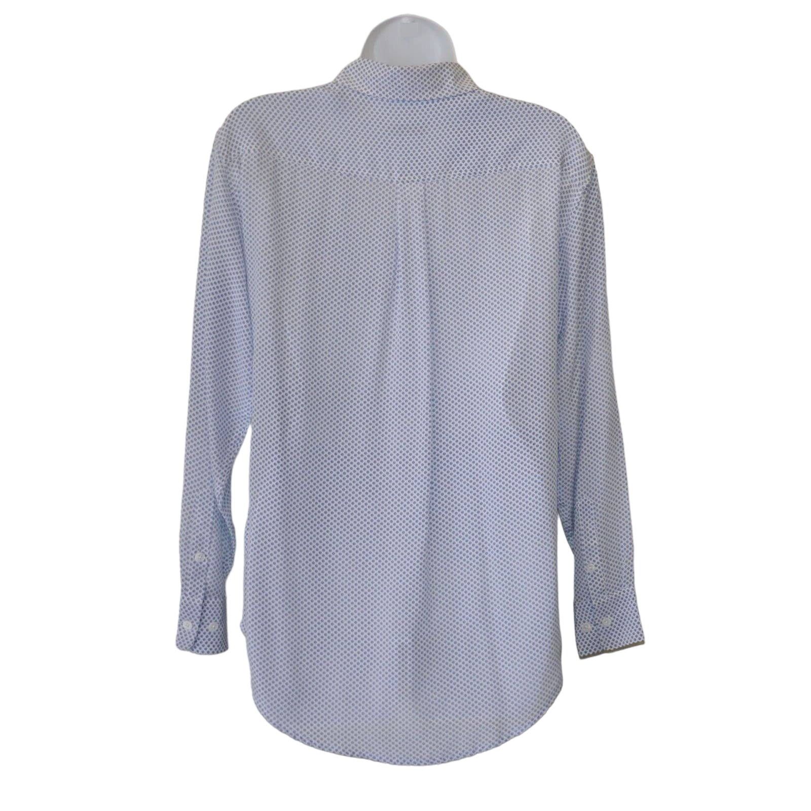 Equipment A8 EQUIPMENT White Blue Ring Printed Silk Dress Shirt Sz XS Size XS / US 0-2 / IT 36-38 - 3 Thumbnail