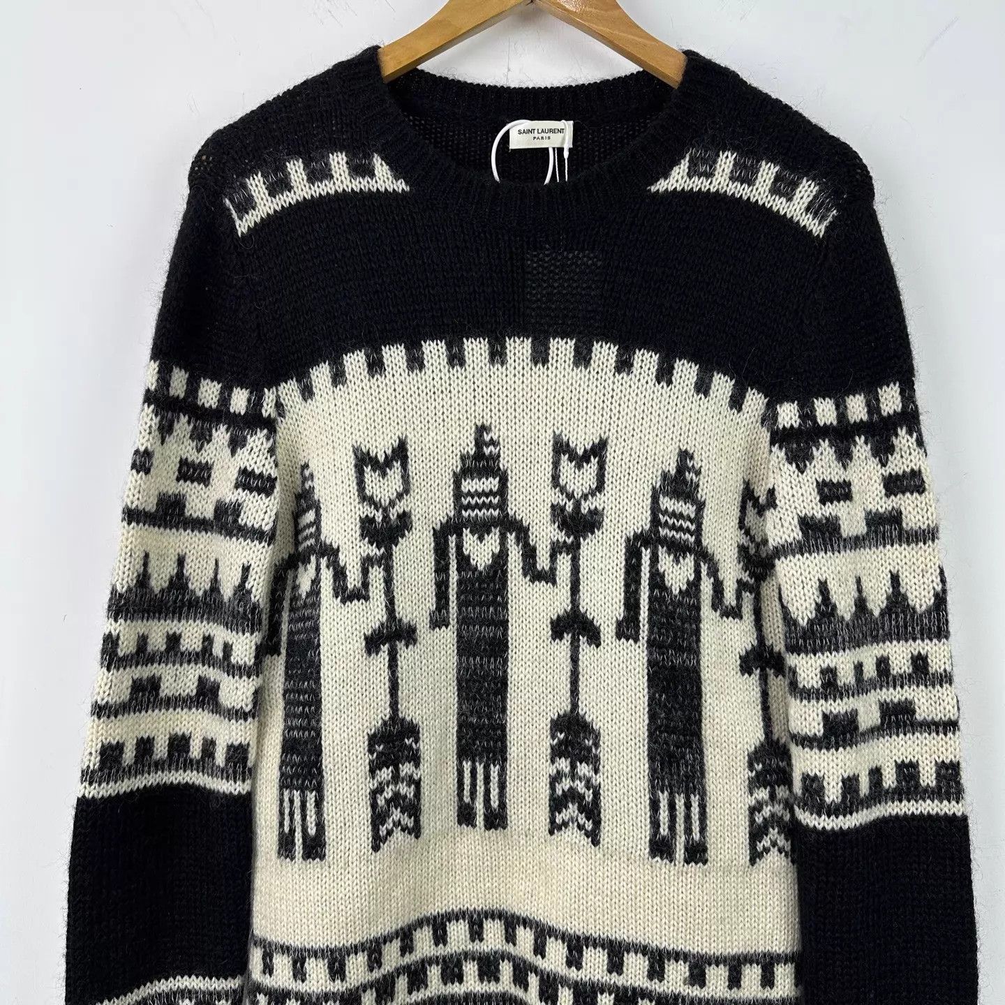 Saint Laurent Paris Saint Laurent Black & White Robot Jacquard Sweater XS Size XS / US 0-2 / IT 36-38 - 4 Thumbnail