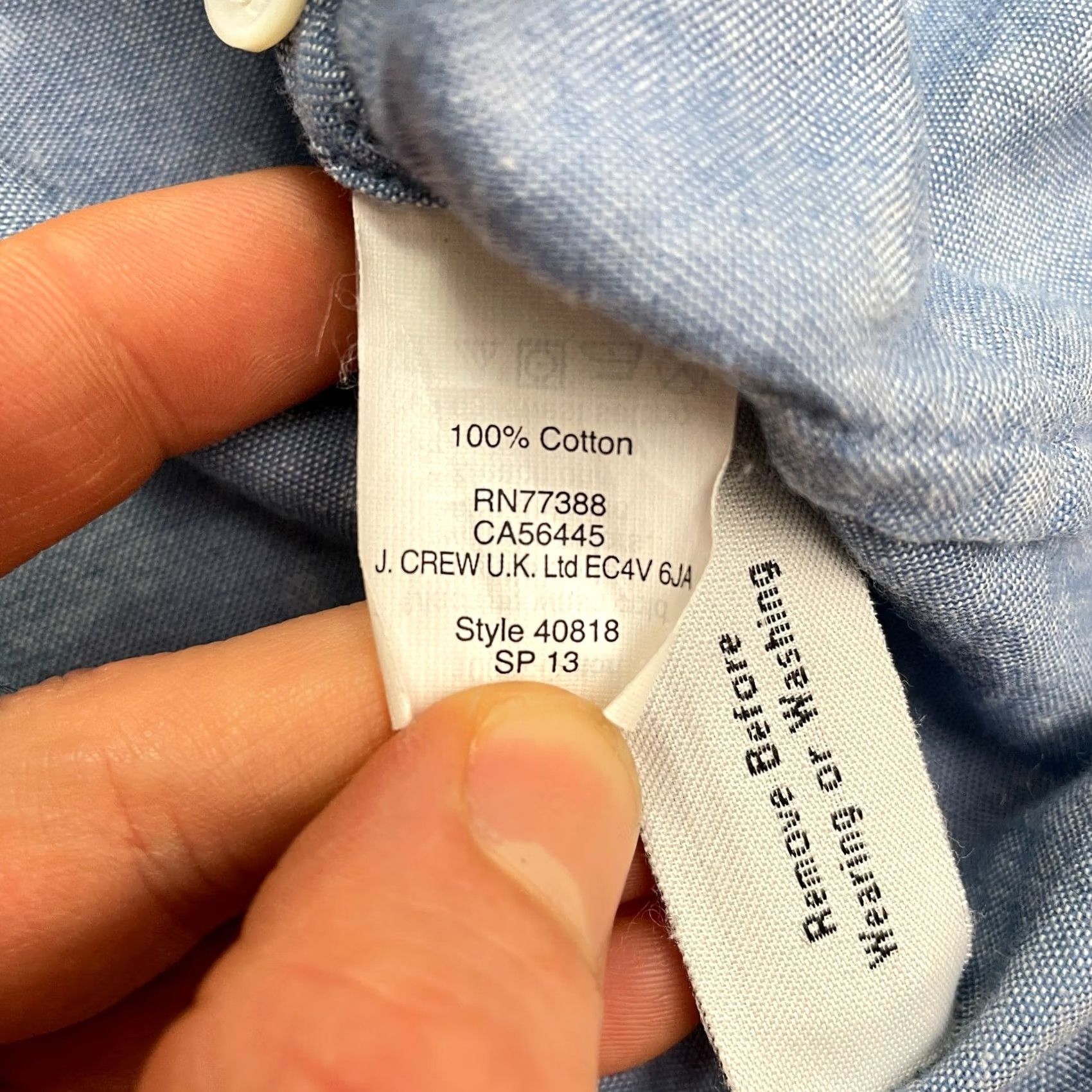 J.Crew J.CREW Womens Chambray Popover Shirt 00 Blue White Polka Dot Cotton Top Casual Workwear Classic Size XXS / US 00 / IT 34 - 5 Thumbnail