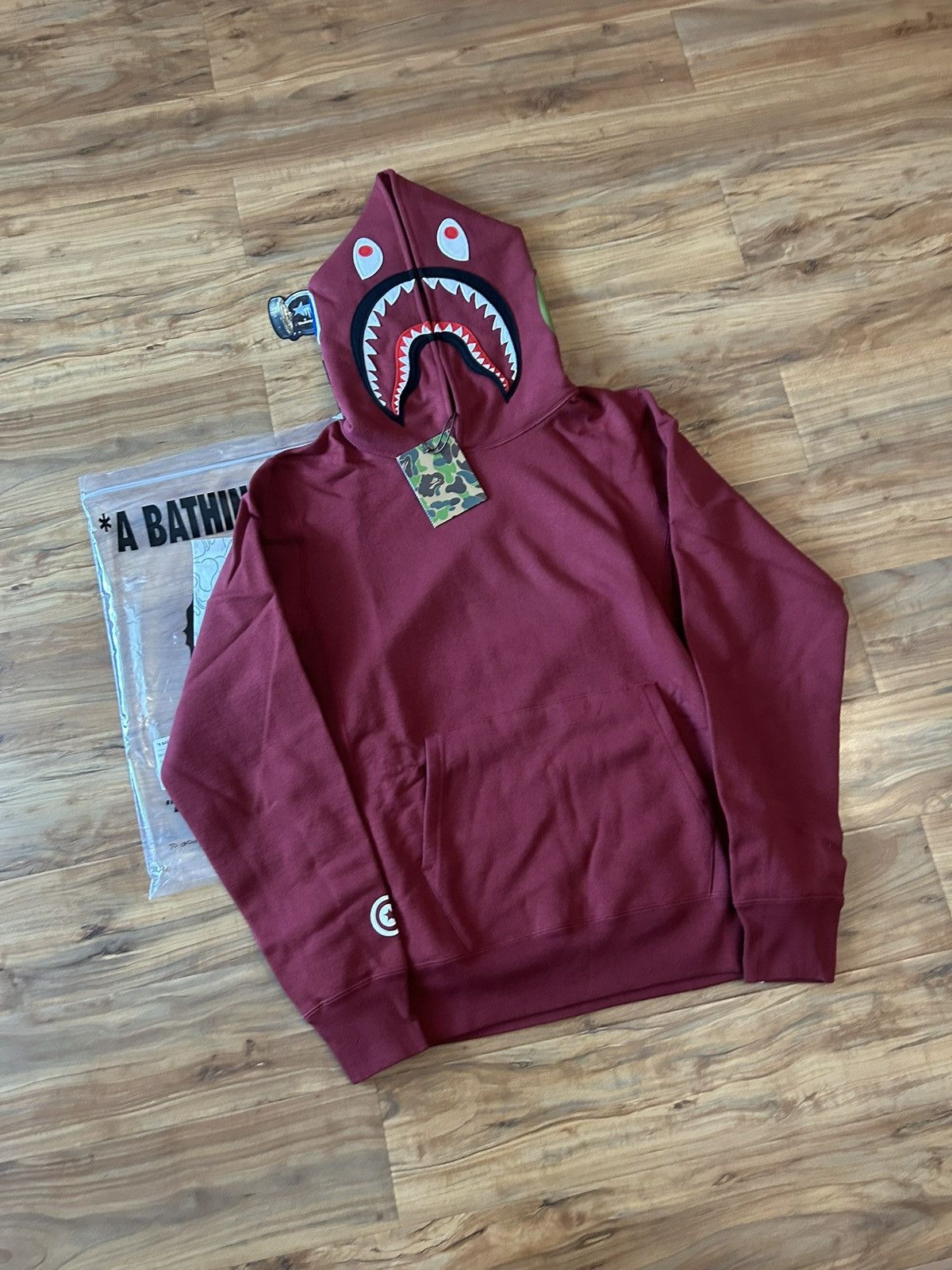 Bape STEAL Bape Burgundy Shark Pullover Hoodie Size US S / EU 44-46 / 1 - 2 Thumbnail
