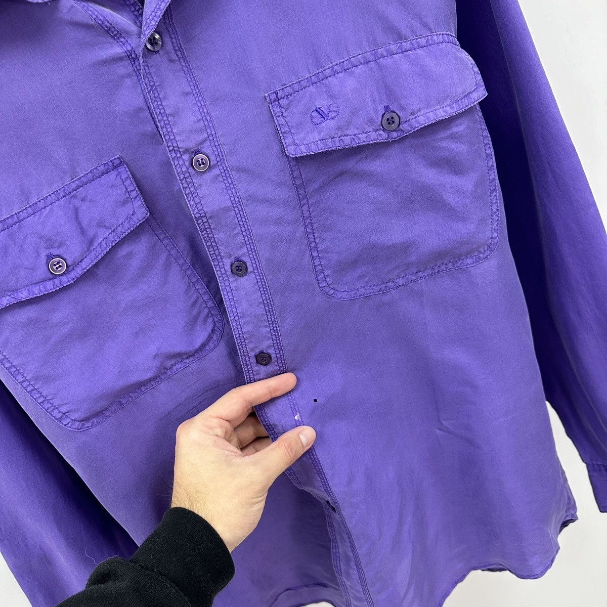 Valentino Vintage 80s Valentino Uomo Silk purple shirt og y2k Italy Size US M / EU 48-50 / 2 - 8 Thumbnail