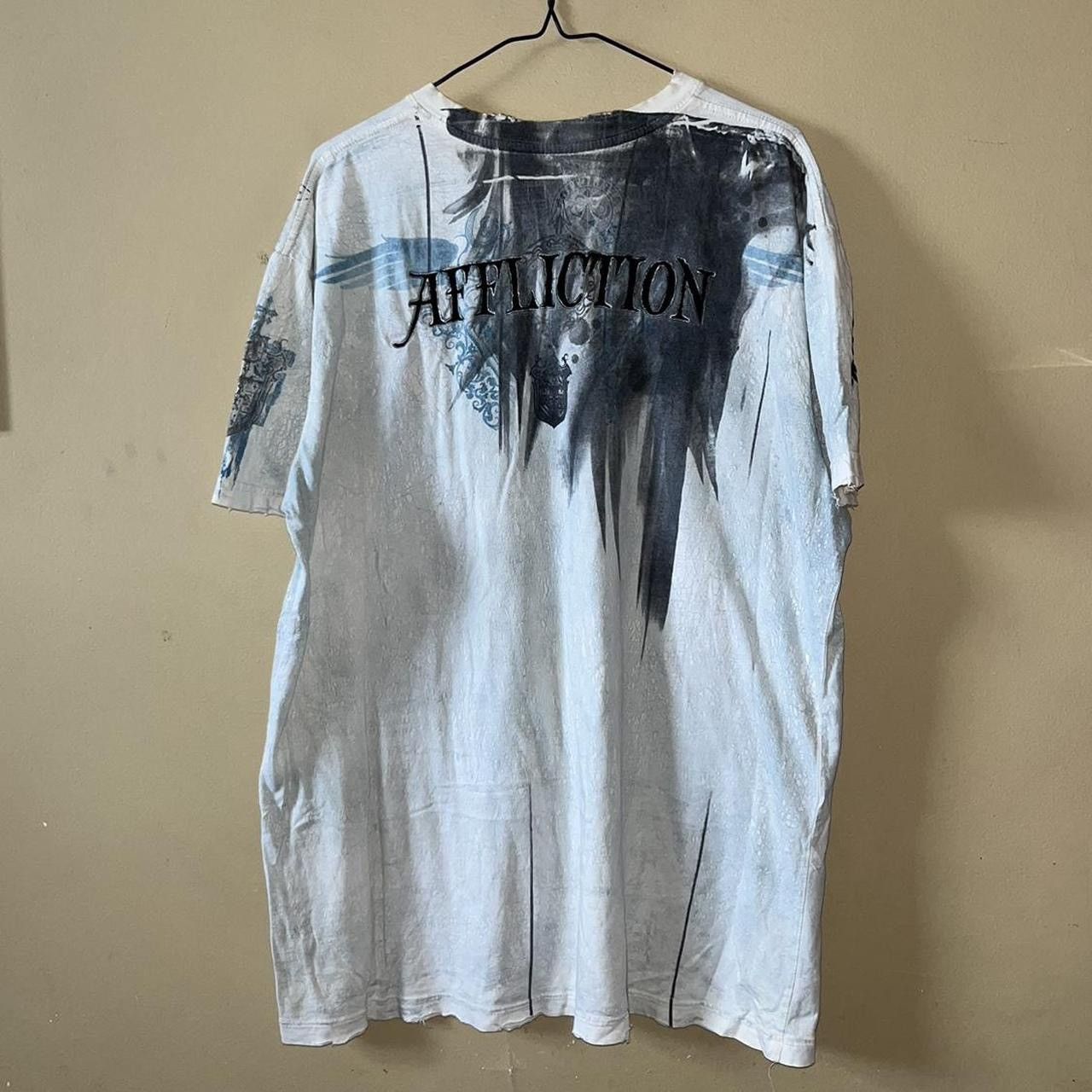 Affliction × Vintage Vintage Y2K 2000s Affliction Cyber Goth Skull Distressed Tee Size US XL / EU 56 / 4 - 2 Thumbnail