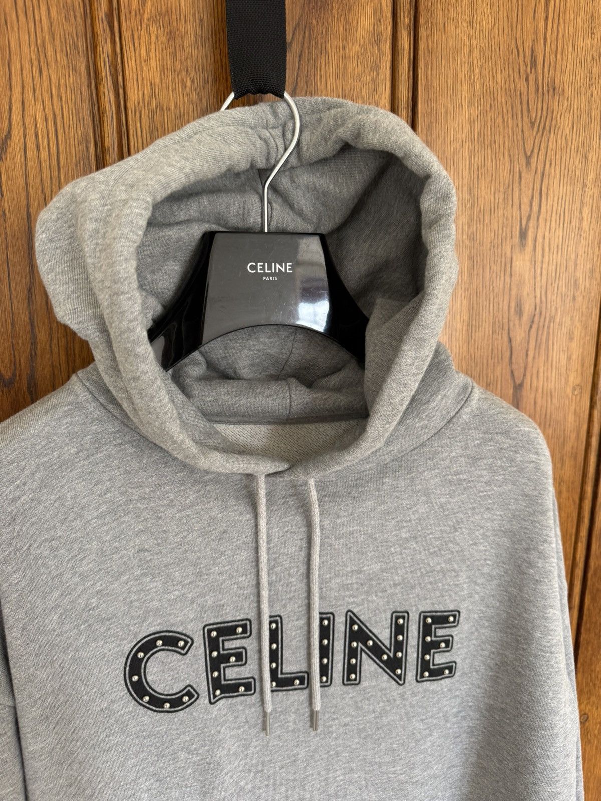 Celine SS21 Celine Dancing Kid Hedi studded logo hoodie gray Hedi Size US L / EU 52-54 / 3 - 12 Thumbnail