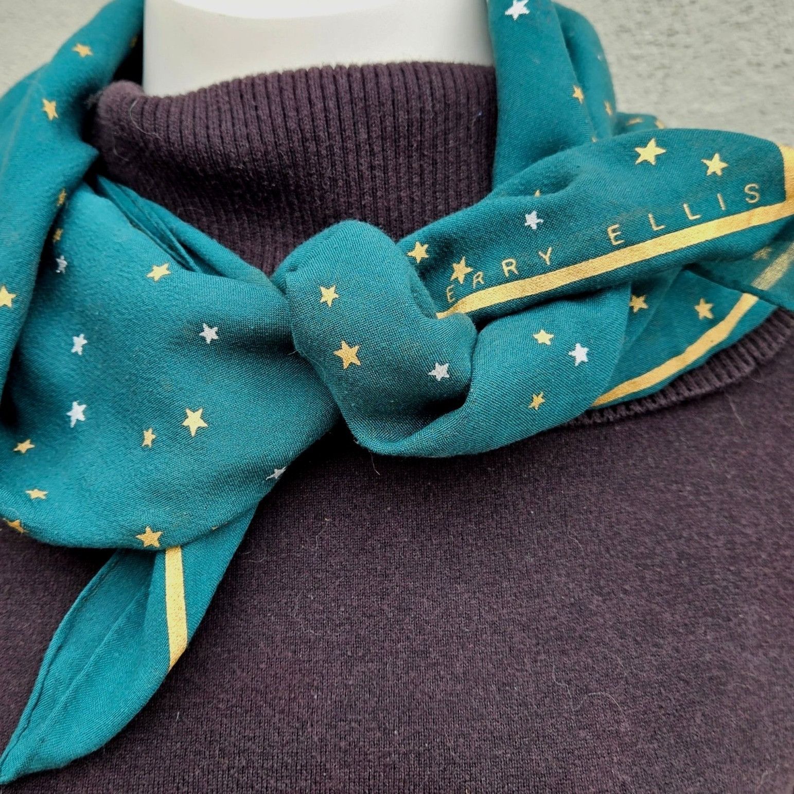 Perry Ellis Vintage 80s Perry Ellis Set (2) Square Scarves Dot Print & M Size ONE SIZE - 14 Thumbnail