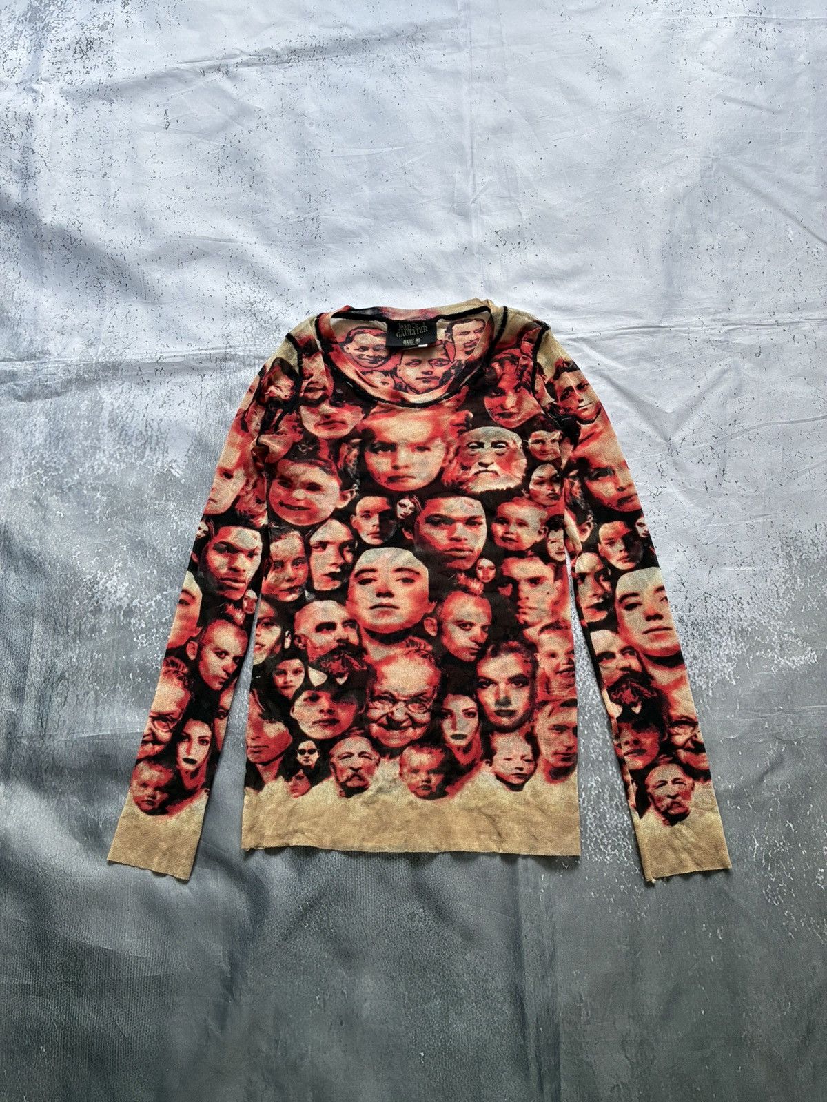 Jean Paul Gaultier 90s Maille "Faces" Mesh Top Size L / US 10 / IT 46 - 1 Thumbnail