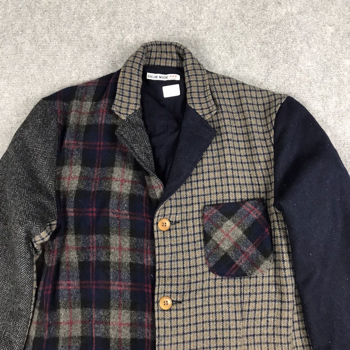 Japanese Brand GAIJIN MADE RARE PATCHWORK WOOL COAT JACKET KAPITAL STYLE Size US M / EU 48-50 / 2 - 5 Thumbnail
