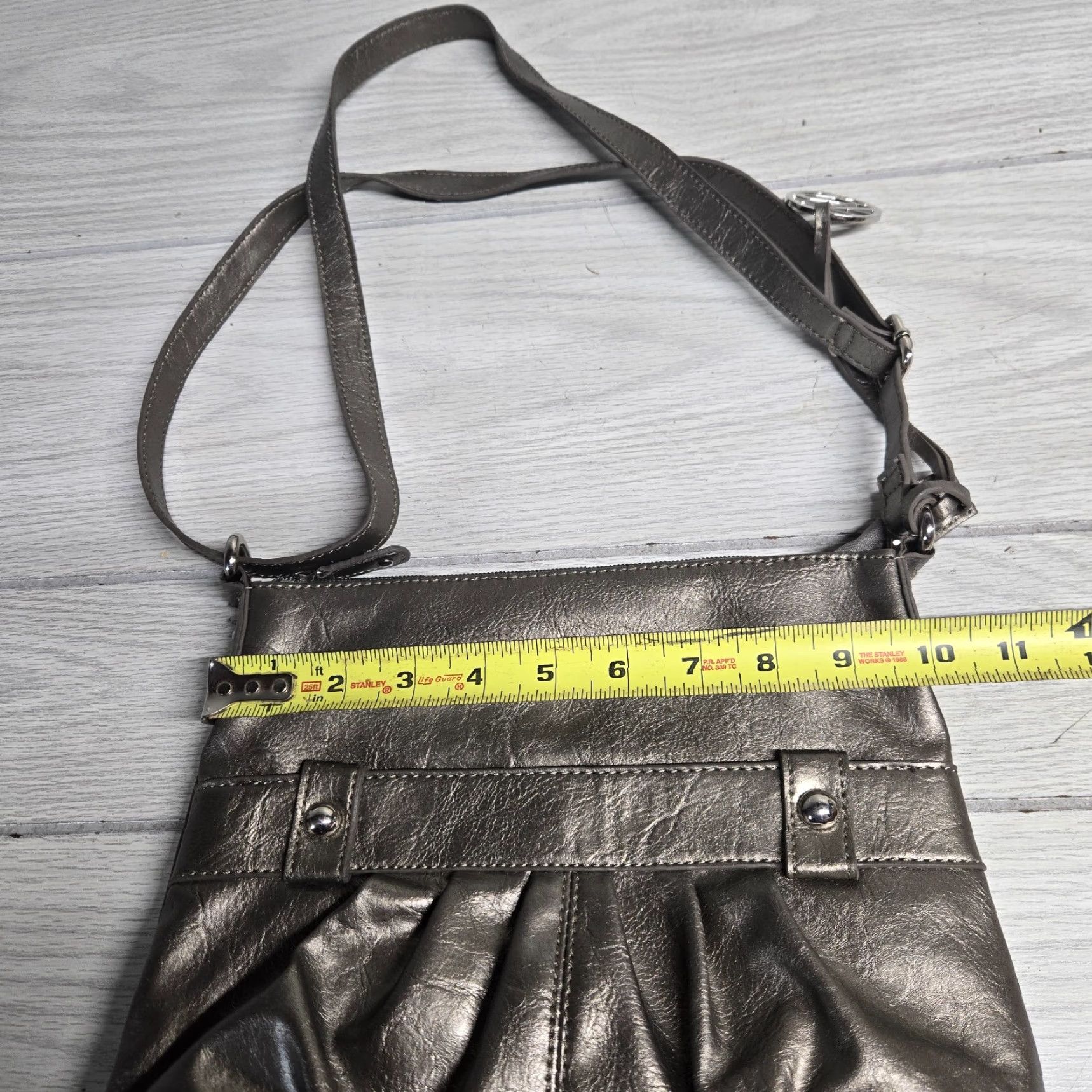 Vintage VINTAGE Style&co. Gray Silver Crossbody Purse Women Medium Faux Leather Women's Accessories 2000s Size ONE SIZE - 7 Thumbnail