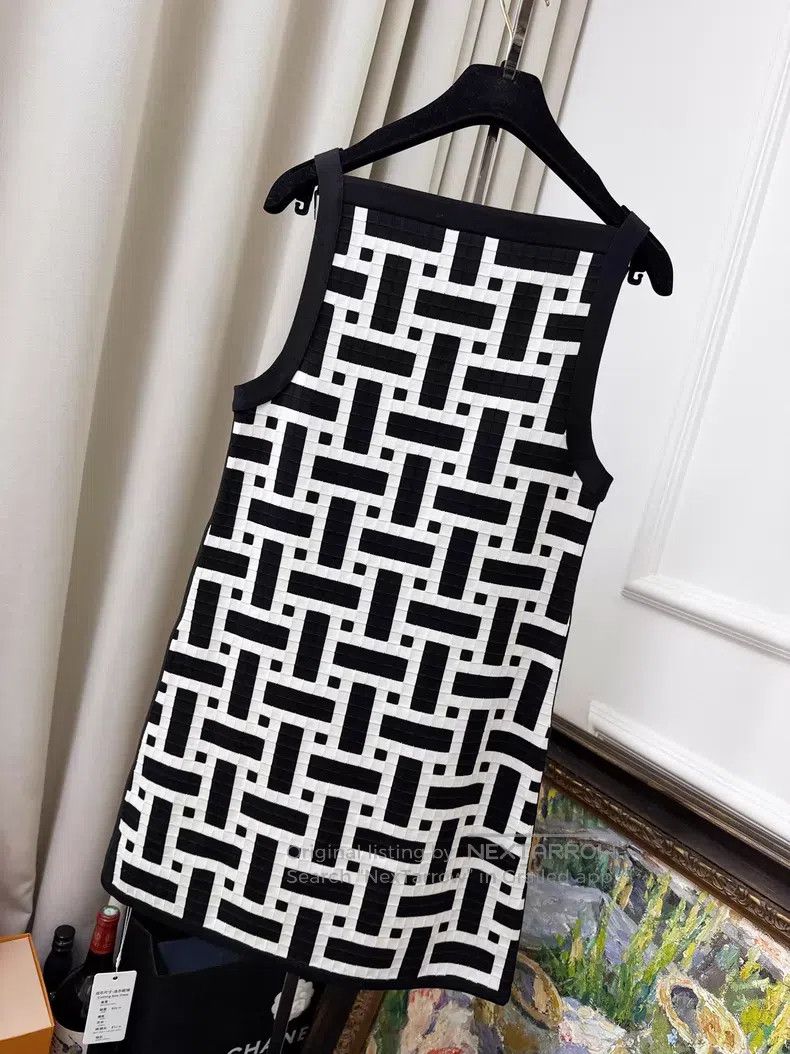 Hermes Hermes Black and White Knit Strap Dress Size XXS / US 00 / IT 34 - 2 Thumbnail