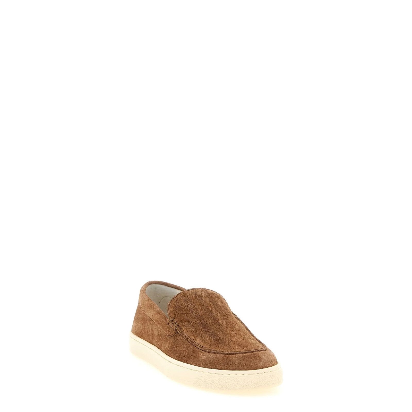 Brunello Cucinelli BRUNELLO CUCINELLI $1100 Hazelnut Chevron-effect suede loafe Size US 8 / EU 41 - 2 Thumbnail