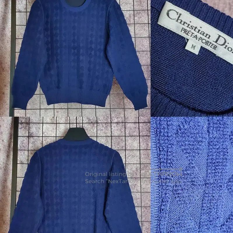 Dior Dior Navy Wool Blend Embroidered Sweater . Size M / US 6-8 / IT 42-44 - 1 Thumbnail