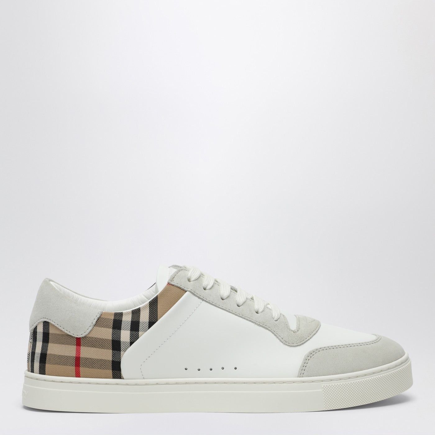 Burberry Burberry White And Check Leather Sneakers Size US 10 / EU 43 - 1 Thumbnail