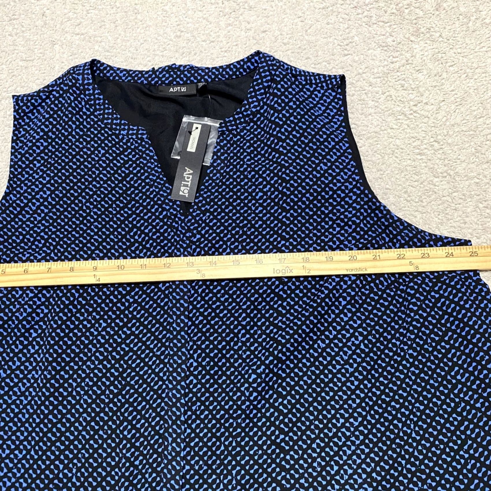 Apt. 9 NWT Apt. 9 Womens 24W Plus Shirt Dress Blue Geometric Button Up Sleeveless New Size 4XL / US 24-26 - 7 Thumbnail