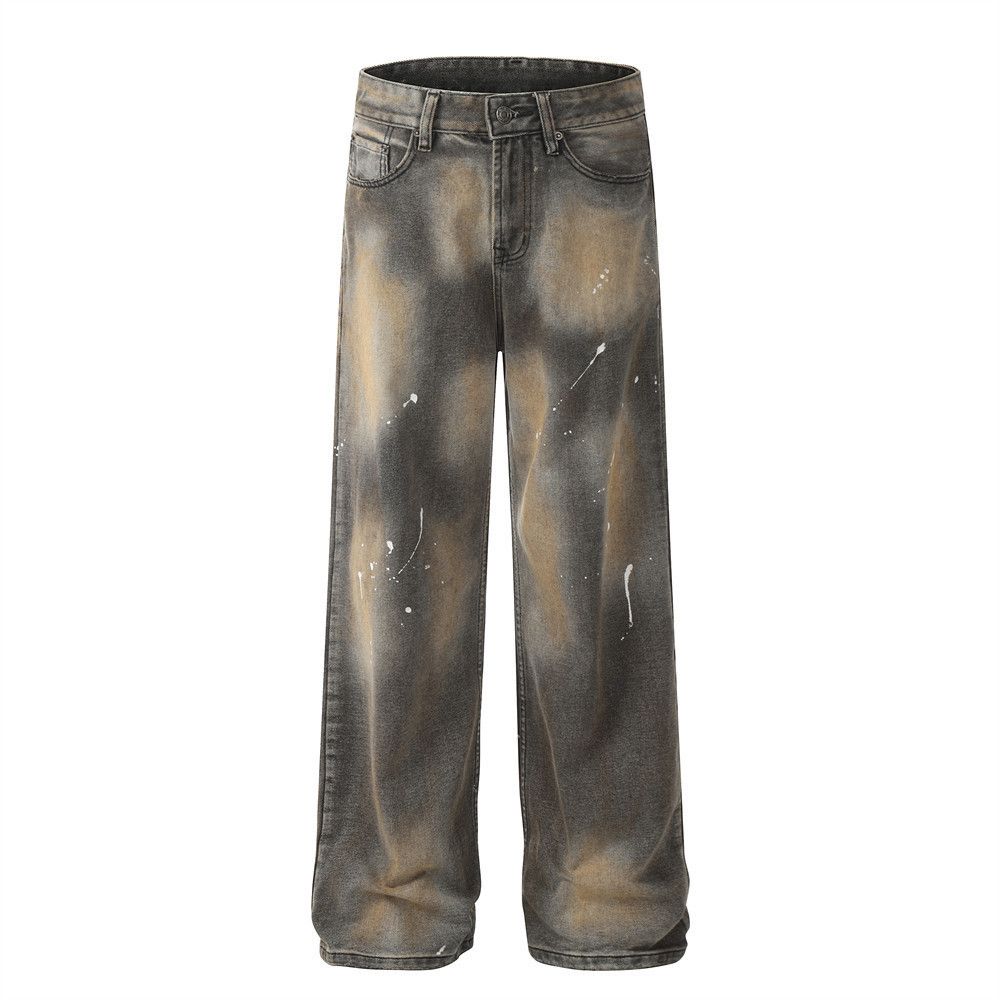 Japanese Brand × Jean Street American loose casual ink-splashed distressed jeans Size US 32 / EU 48 - 1 Thumbnail