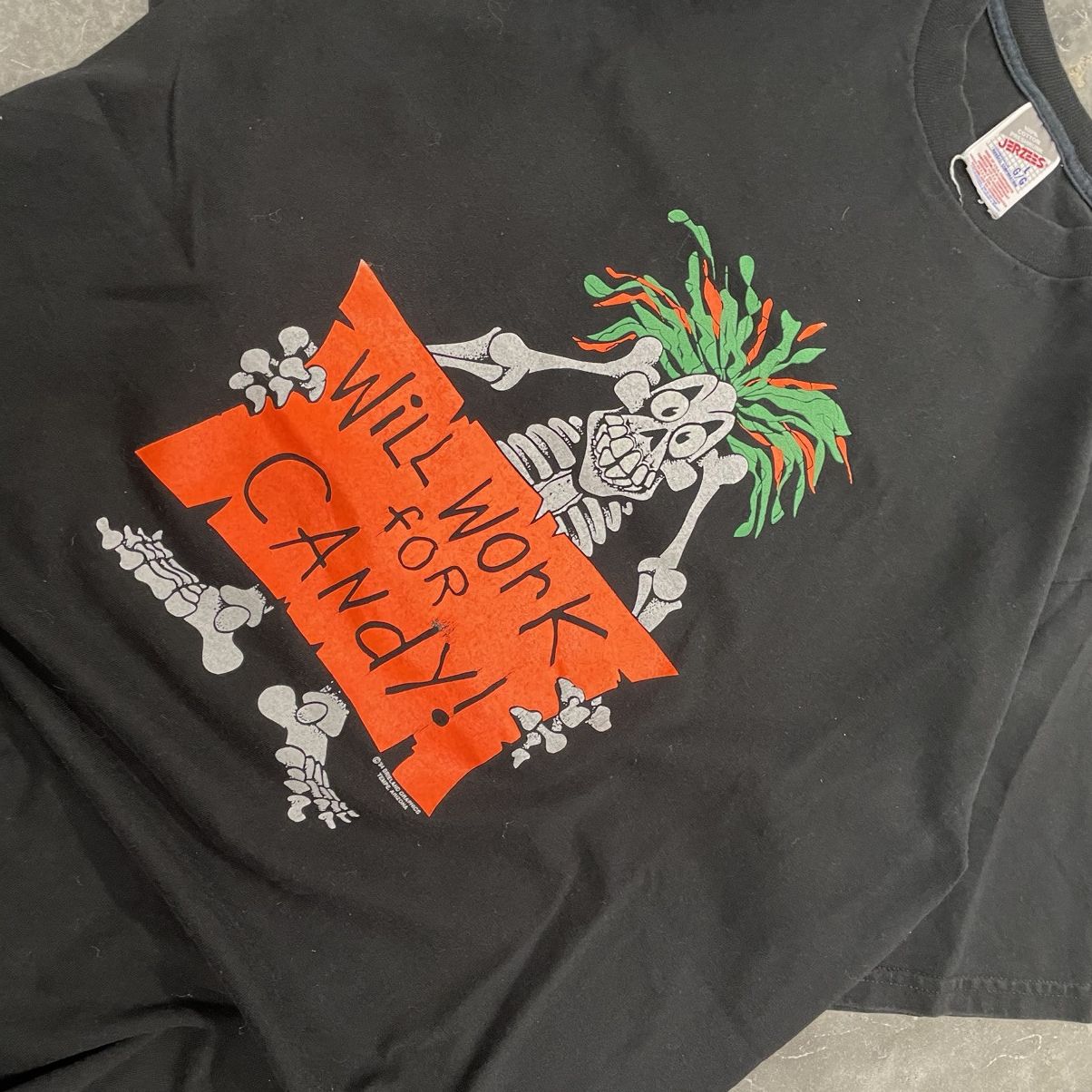 Vintage Vintage 1994 “Will Work For Candy” Crackhead skeleton shirt Size US L / EU 52-54 / 3 - 2 Thumbnail