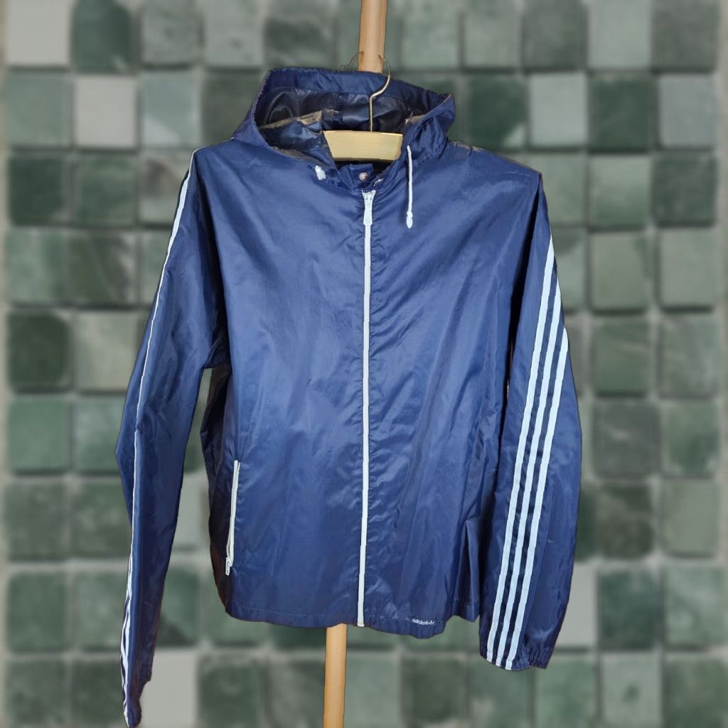 Adidas VINTAGE adidas TREFOIL LA MARQUE AUX 3 BANDES WINDBREAKER NAVY JACKET XL SZ Size US XL / EU 56 / 4 - 1 Thumbnail