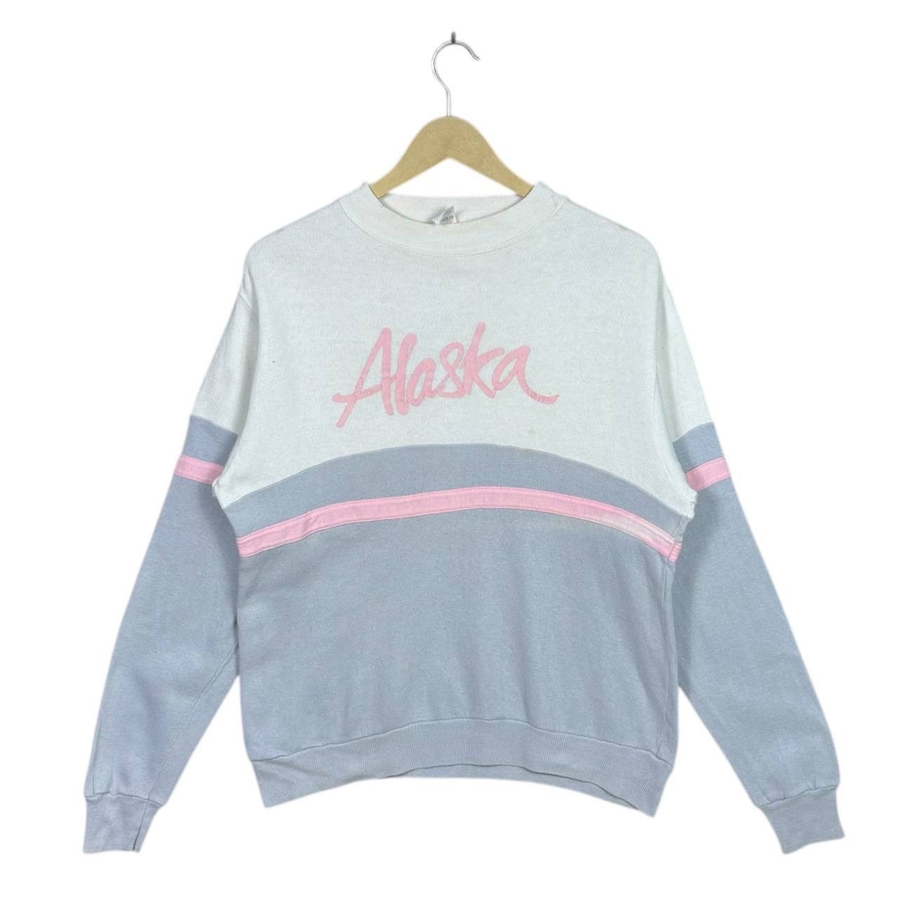 Vintage 80s Alaska Spellout Colorblock Sweatshirt Size L