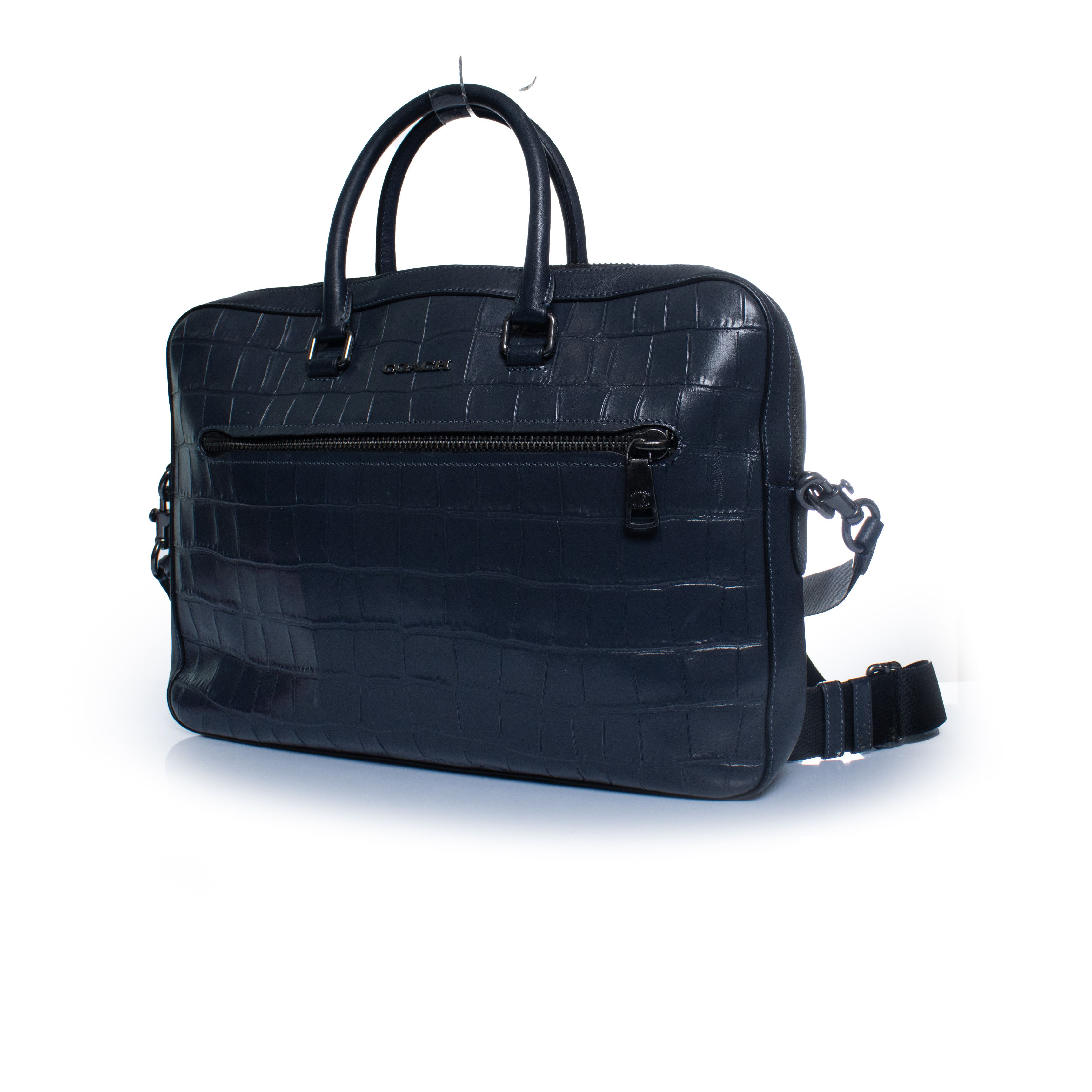Coach Coach, croc embossed laptop bag in blue Size ONE SIZE - 7 Thumbnail