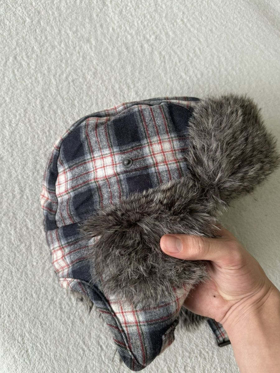 Japanese Brand × Vintage Vintage red checkered Y2K fuzzy fur ushanka hat Japanese Size ONE SIZE - 4 Thumbnail