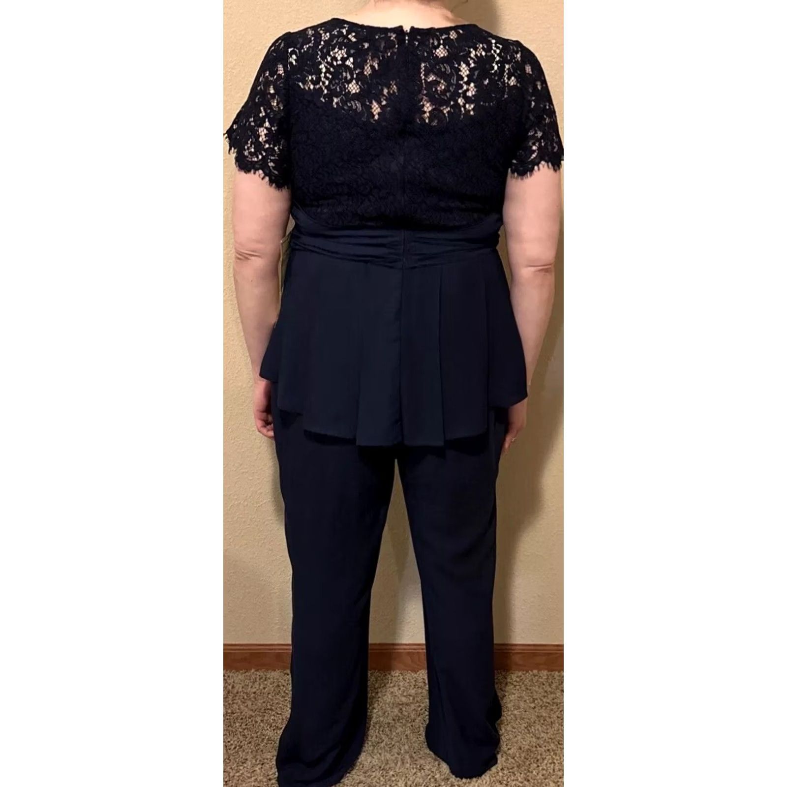 Vintage Roaman’s Blue Lace 2 Piece Set Bottom 14 Top 16W Pant Suit 2005 Women’s Vintage Mature Bride Mother Of Bride N/A Size 36R - 3 Thumbnail