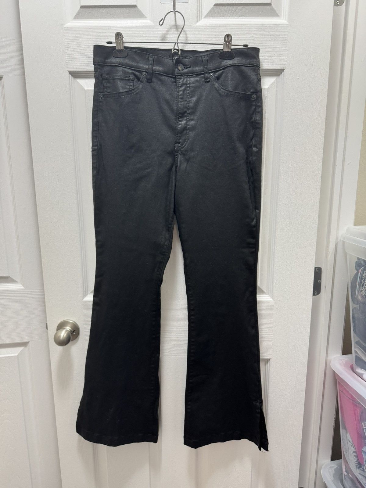 Express Express Black Wax Waxed Denim Jeans Pants Avant Garde Goth Size US 32 / EU 48 - 2 Thumbnail