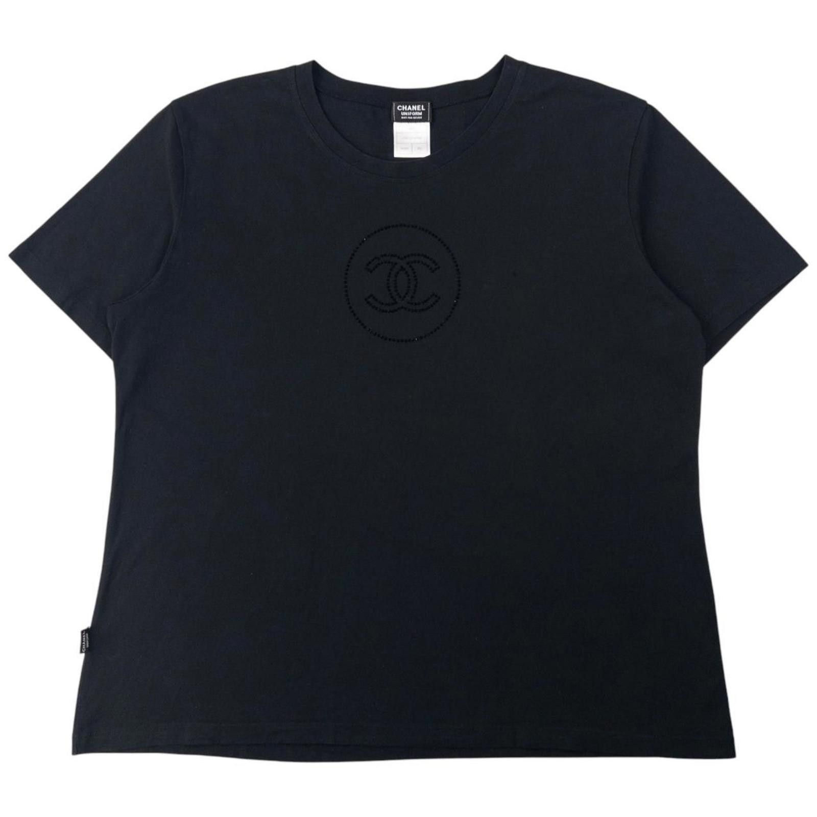 Chanel Chanel White & Black CC Logo Embroidered T-Shirt