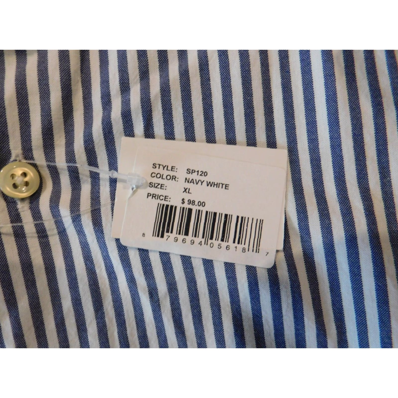 Bloomingdale's Bloomingdale's Mens Button-Up shirt XL Blue Striped Knit Cotton Polyester Regular Button-Down Collar Mens Season All Seasons Brand New With Tags Size US XL / EU 56 / 4 - 5 Thumbnail