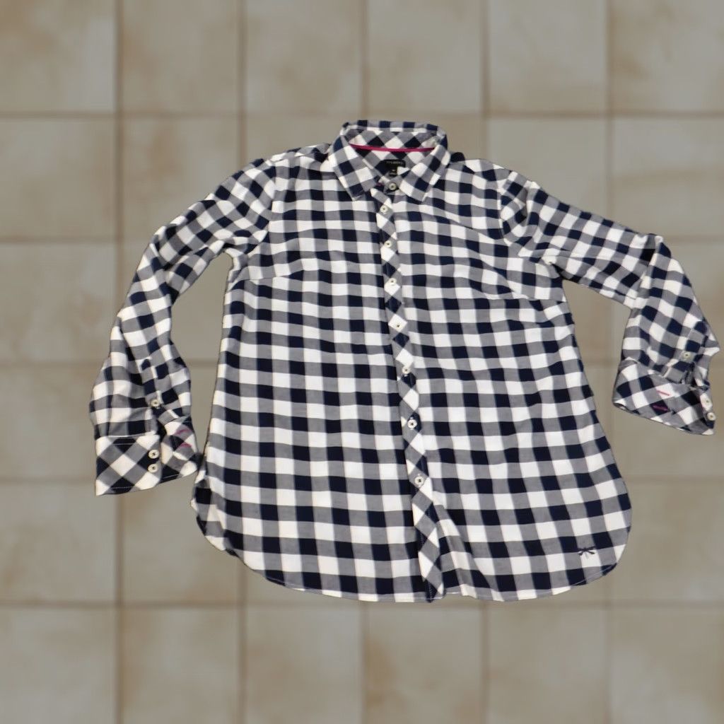 Talbots Talbots Button-Up Shirt Womens Medium Blue Plaid Cotton Casual Long Sleeve Collared Classic Basic Stretch Size M / US 6-8 / IT 42-44 - 1 Thumbnail