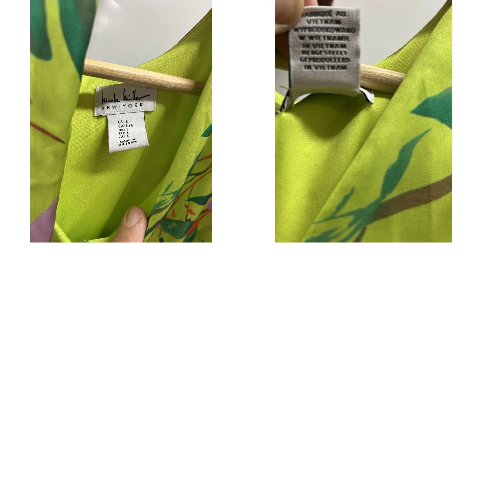 Nicole Miller VINTAGE? No. Nicole Miller Dress Women's Mini Dress Floral Green V-Neck Short Sleeve Summer L Size L / US 10 / IT 46 - 8 Thumbnail