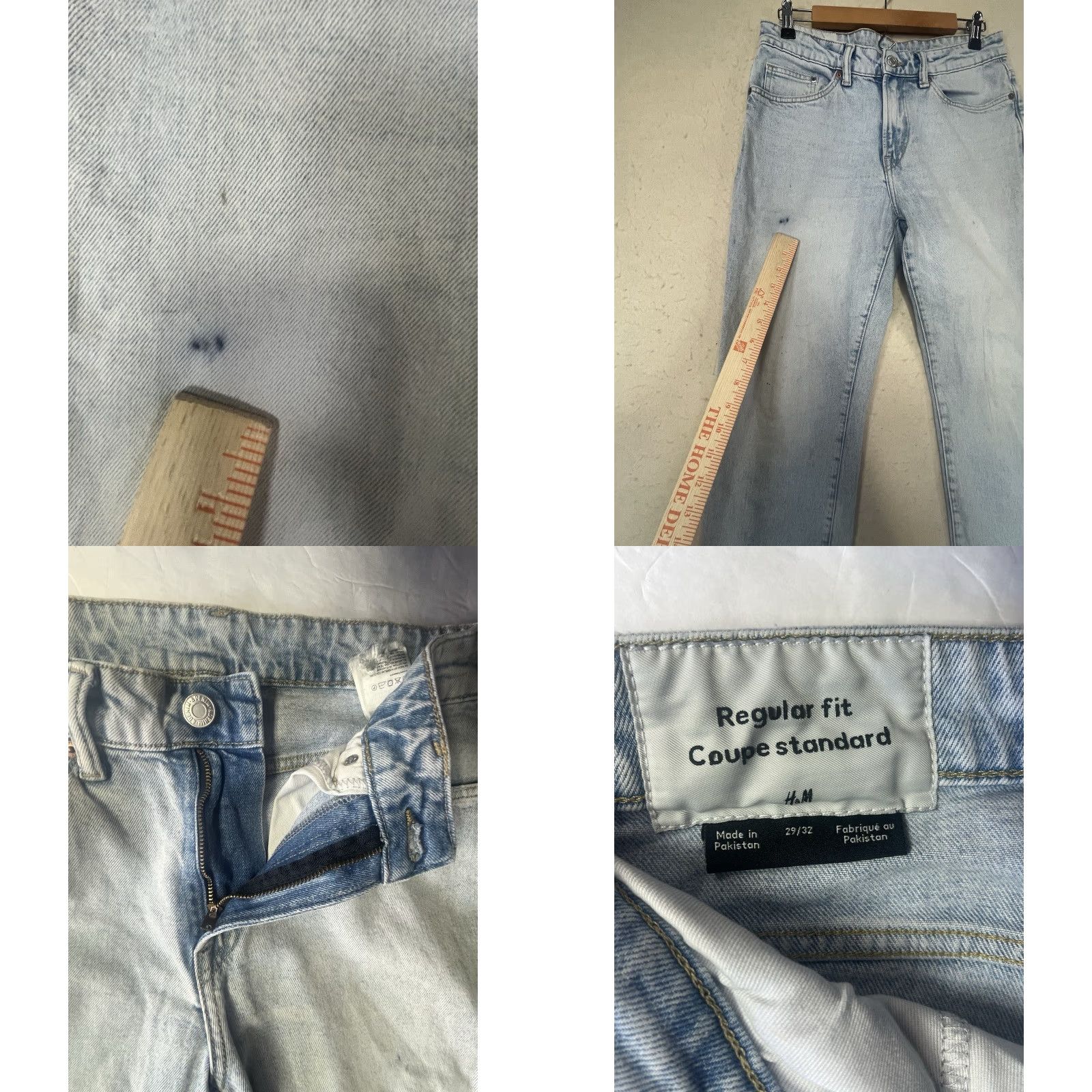 H&M H&M Jeans Distressed 29 X 32 Regular Fit Light Blue 5-Pocket Denim Cotton Blend Men Jeans Skinny Coupe Moulante See Pics Mens Size US 29 - 9 Thumbnail