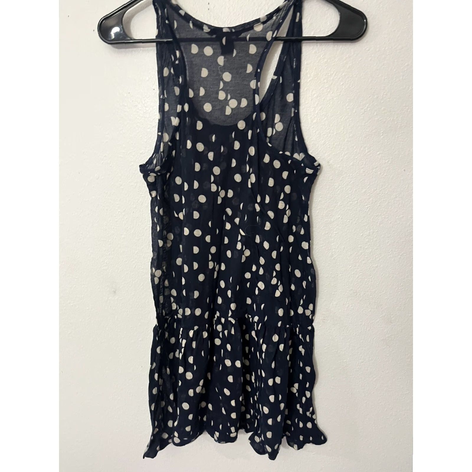 H&M H&M Women's Tank Top Shirt Blouse Sleeveless Size Medium Soft Circles Polka Blac Size M / US 6-8 / IT 42-44 - 3 Thumbnail