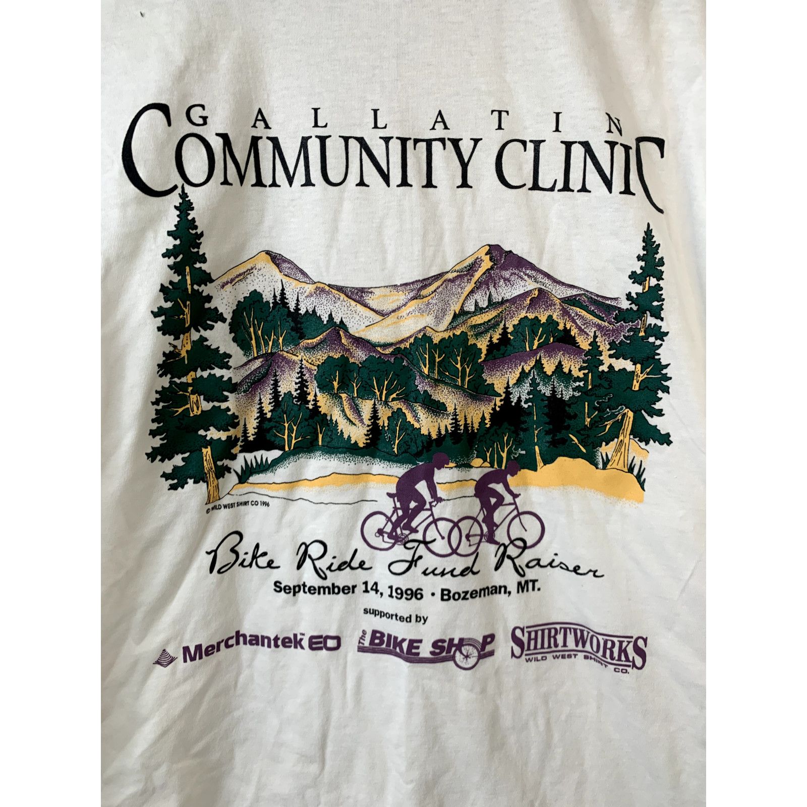 Jerzees Vintage Montana Shirt Gallatin Community Bike Ride White Tee Size US L / EU 52-54 / 3 - 2 Thumbnail