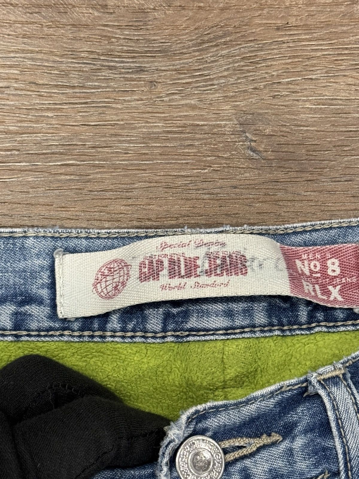 Gap Vintage 90s Gap Blue Jeans Fleece Lined Neon Green No 8 RLX Size US 33 - 9 Thumbnail