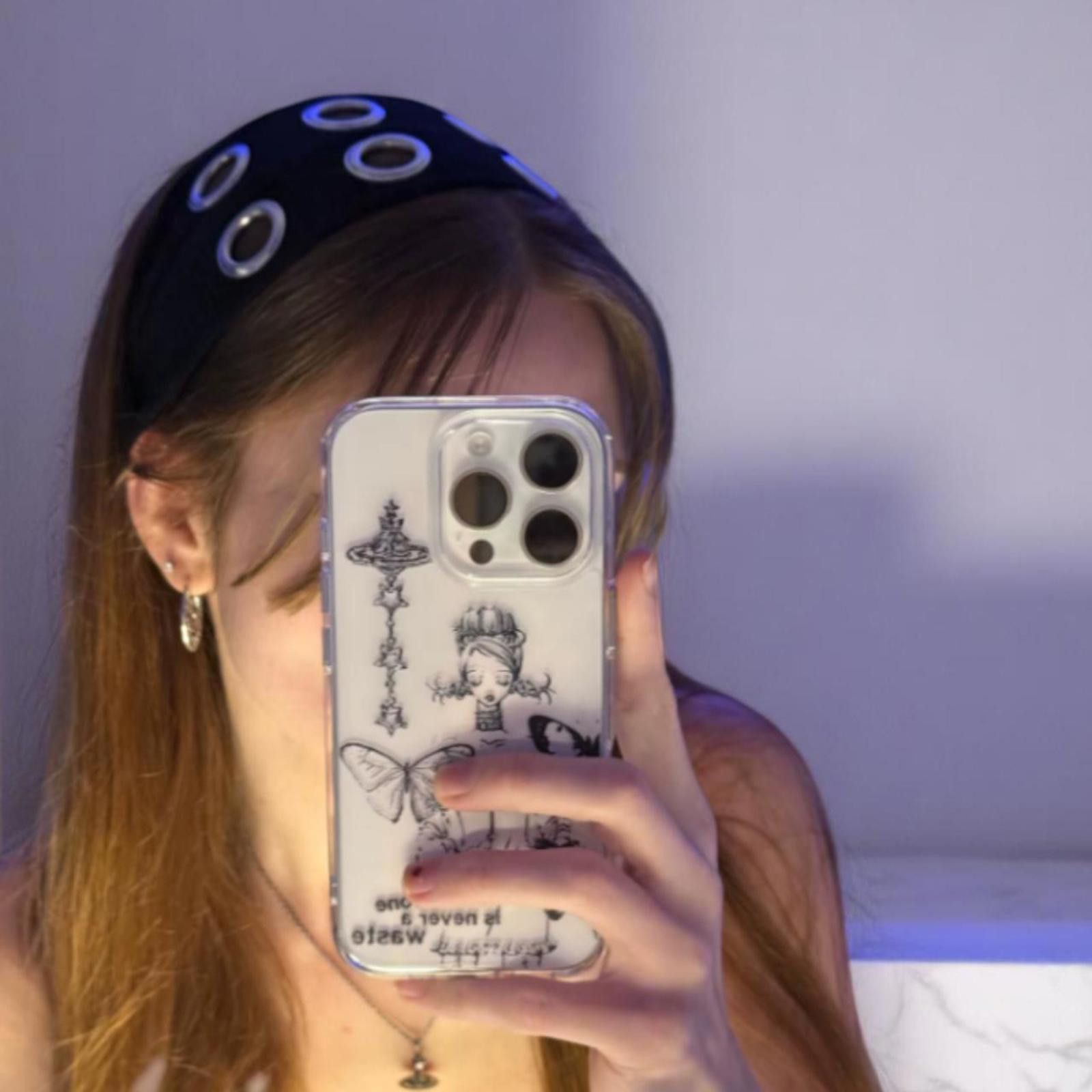 Other Silver Grommet Punk Black Headband Size ONE SIZE - 3 Thumbnail