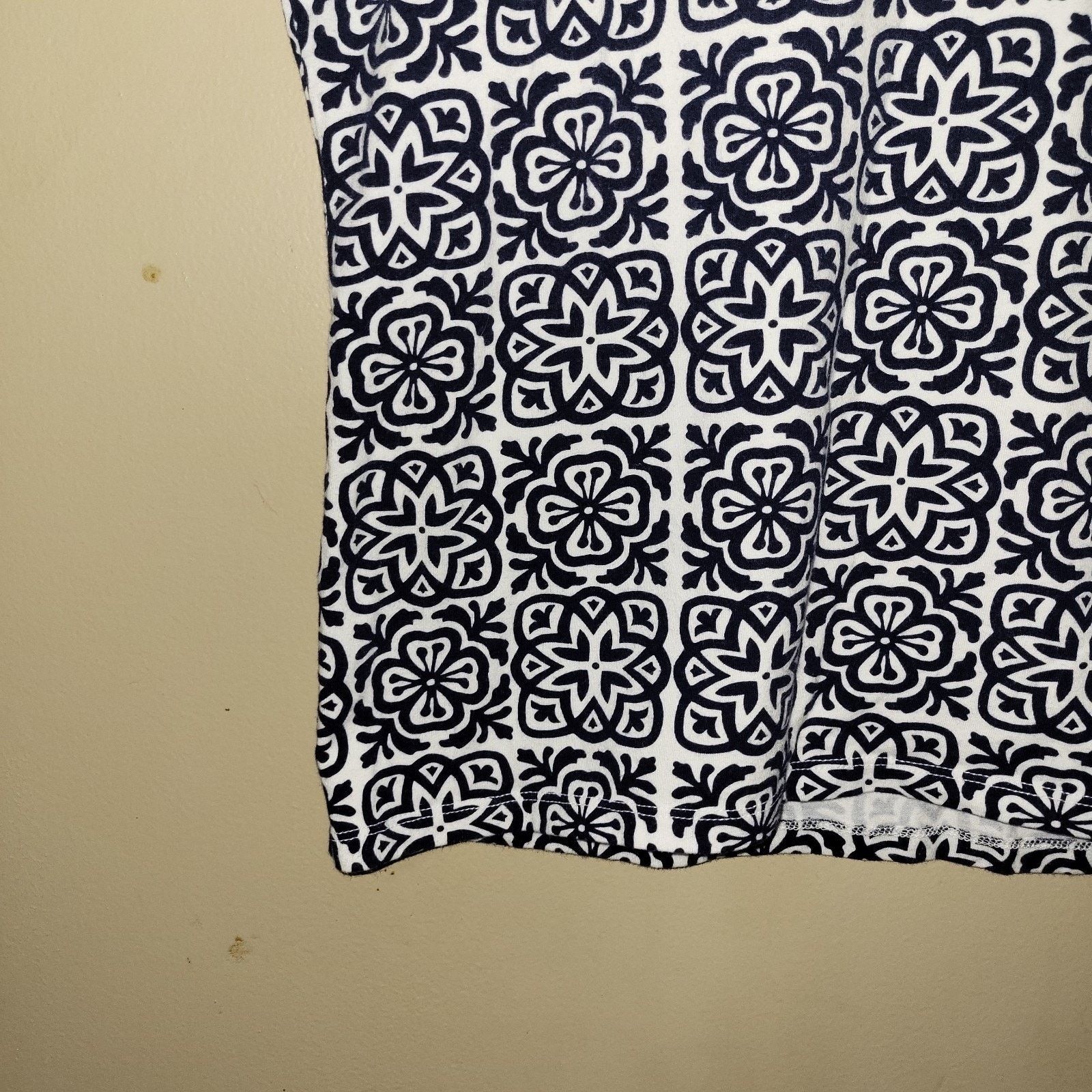 Robert Talbott Talbots Navy White Print Scalloped Neck M/P Size M / US 6-8 / IT 42-44 - 5 Thumbnail