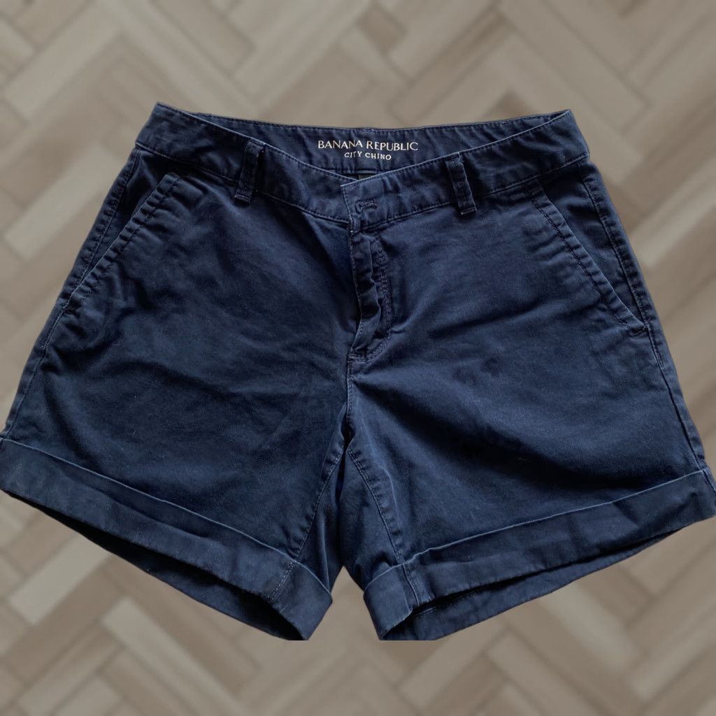 Banana Republic Banana Republic Shorts Womens Size O Chino Flat Front Blue Design/ 18-6 Size 25" / US 0 / IT 36 - 1 Thumbnail