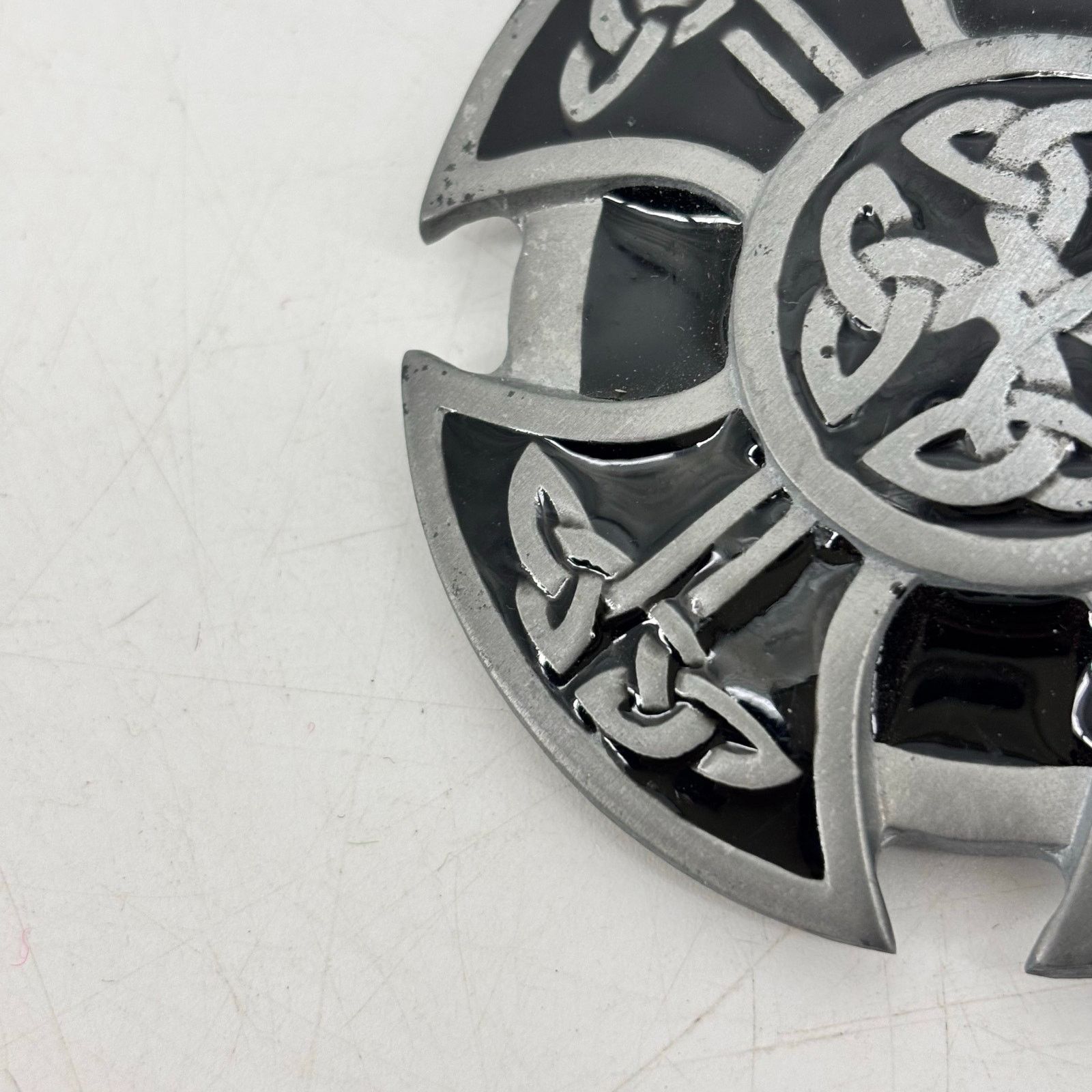 Vintage Classic Celtic Knot Motif Belt Buckle Pewter Vintage Enamel Size ONE SIZE - 5 Thumbnail