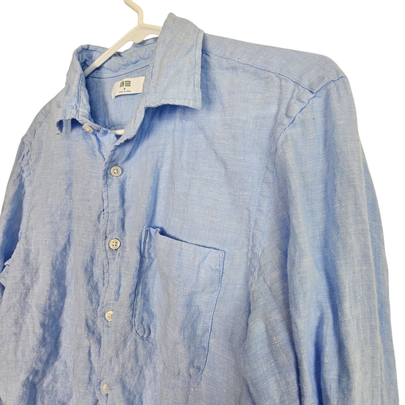 Uniqlo Uniqlo Mens Linen Shirt M Breathable Coastal Casual Maritime Size M / US 6-8 / IT 42-44 - 5 Thumbnail