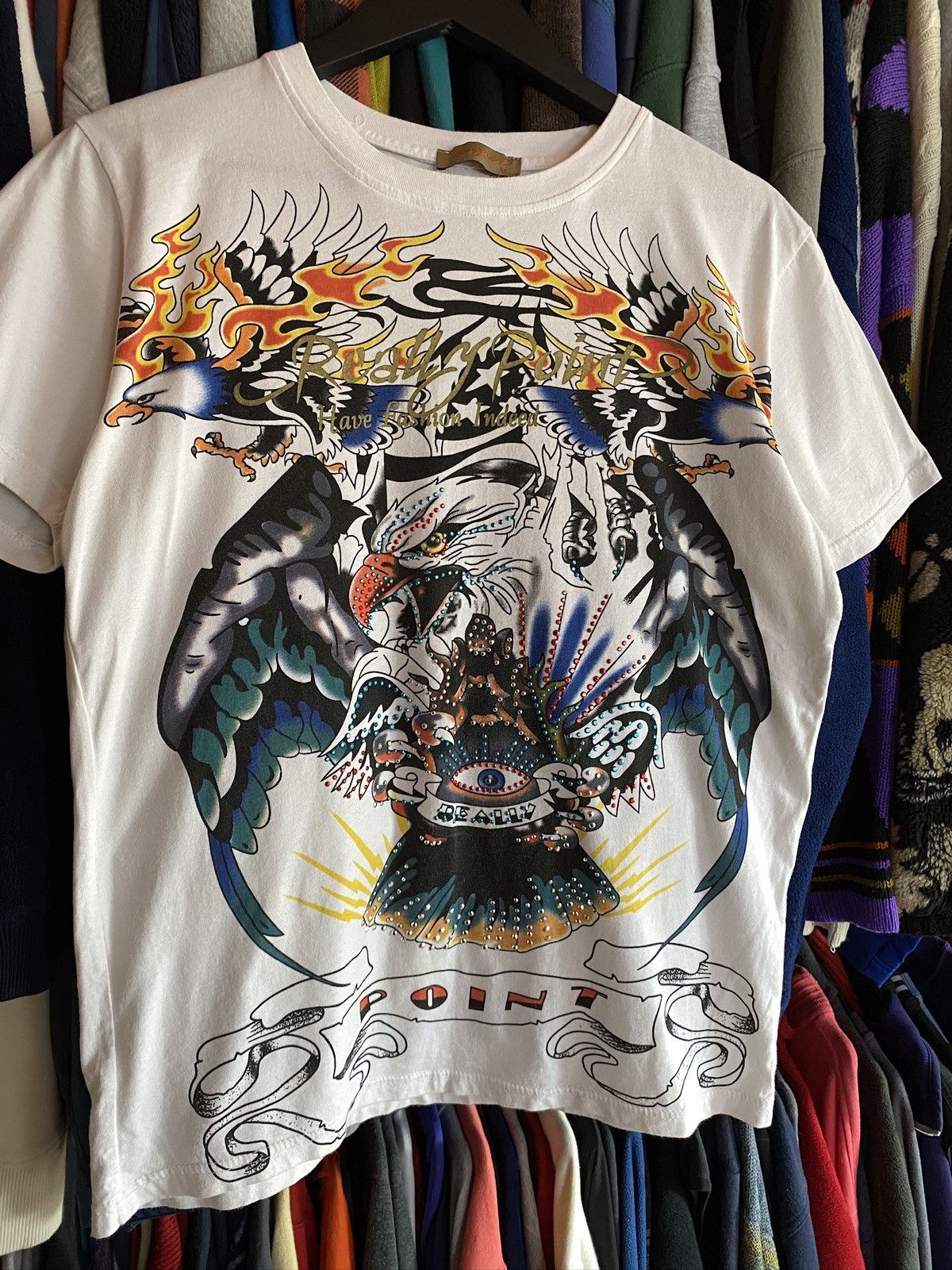 Ed Hardy VINTAGE REALLY POINT ED HARDY STYLE T-SHIRT y2k Size US M / EU 48-50 / 2 - 2 Thumbnail