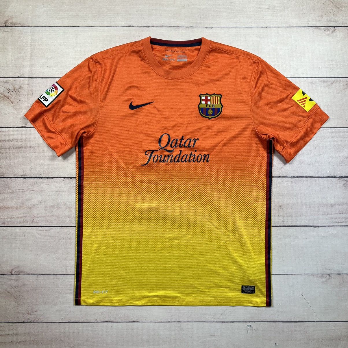 Nike FC Barcelona Away Kit Tee Tshirt Jersey Yellow Orange