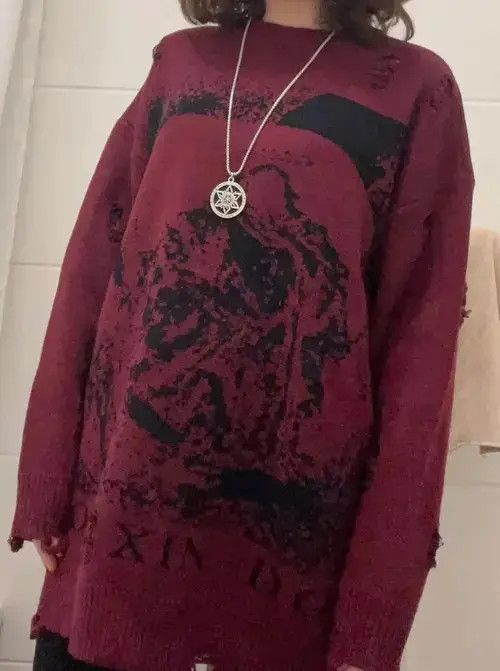 Aran Isles Knitwear Y2K Unisex Priest Salvation Printed Knitwears Sweater Size US L / EU 52-54 / 3 - 3 Thumbnail