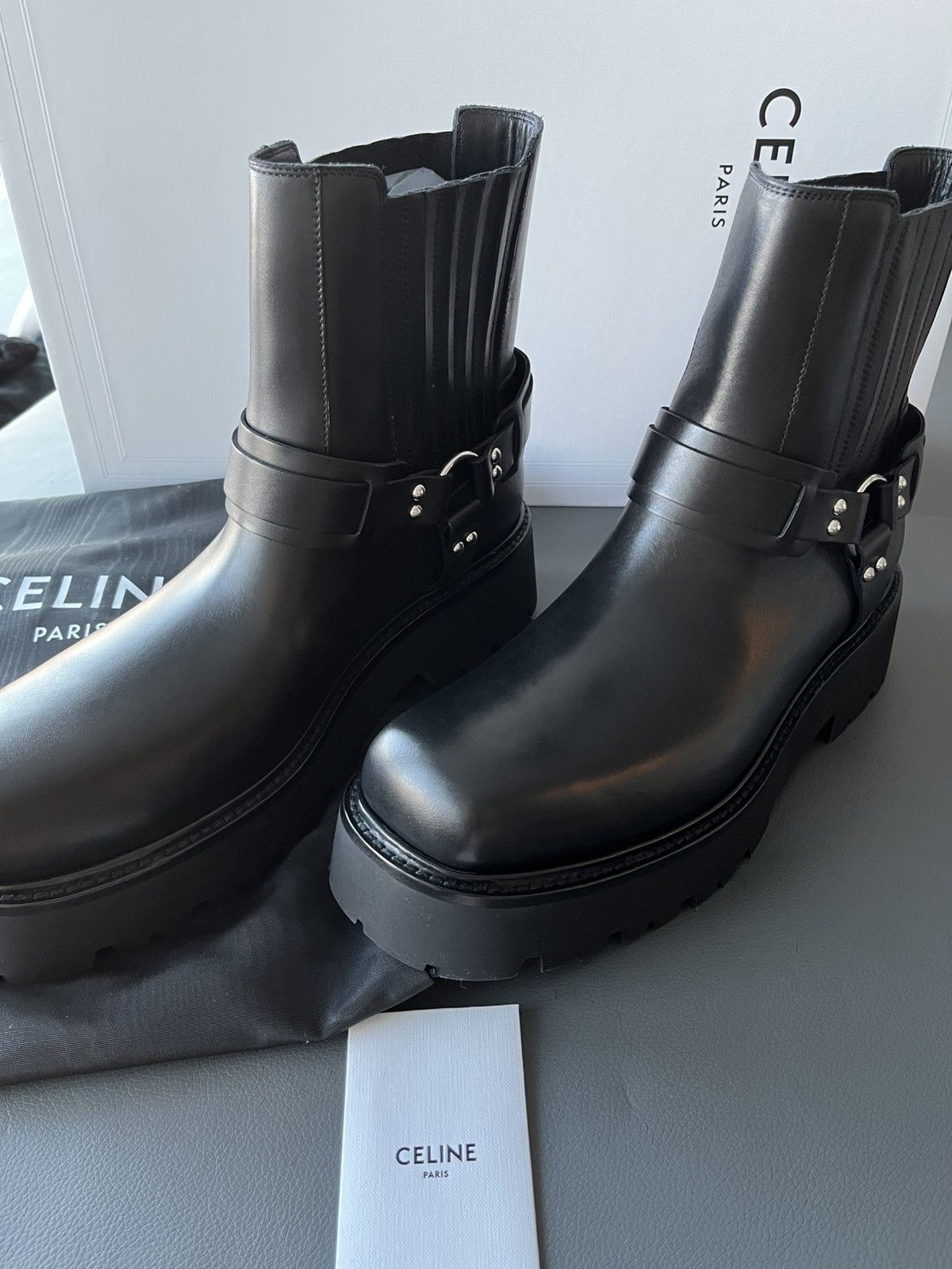 Celine × Hedi Slimane Super Runway Celine Hedi Slimane Biker Chelsea Boots New Size US 11 / EU 44 - 5 Thumbnail