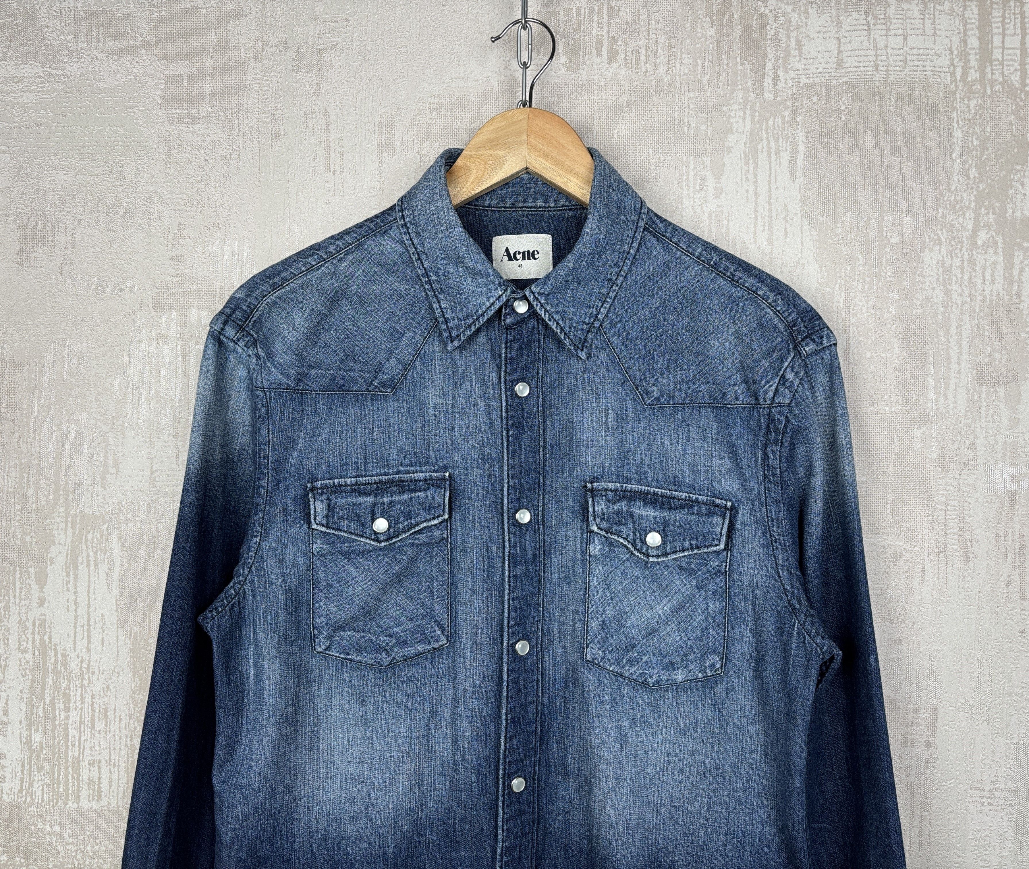 Acne Studios Acne Texas AW11 Pearl Snap Button Denim Long Sleeve Shirt Size US M / EU 48-50 / 2 - 3 Thumbnail