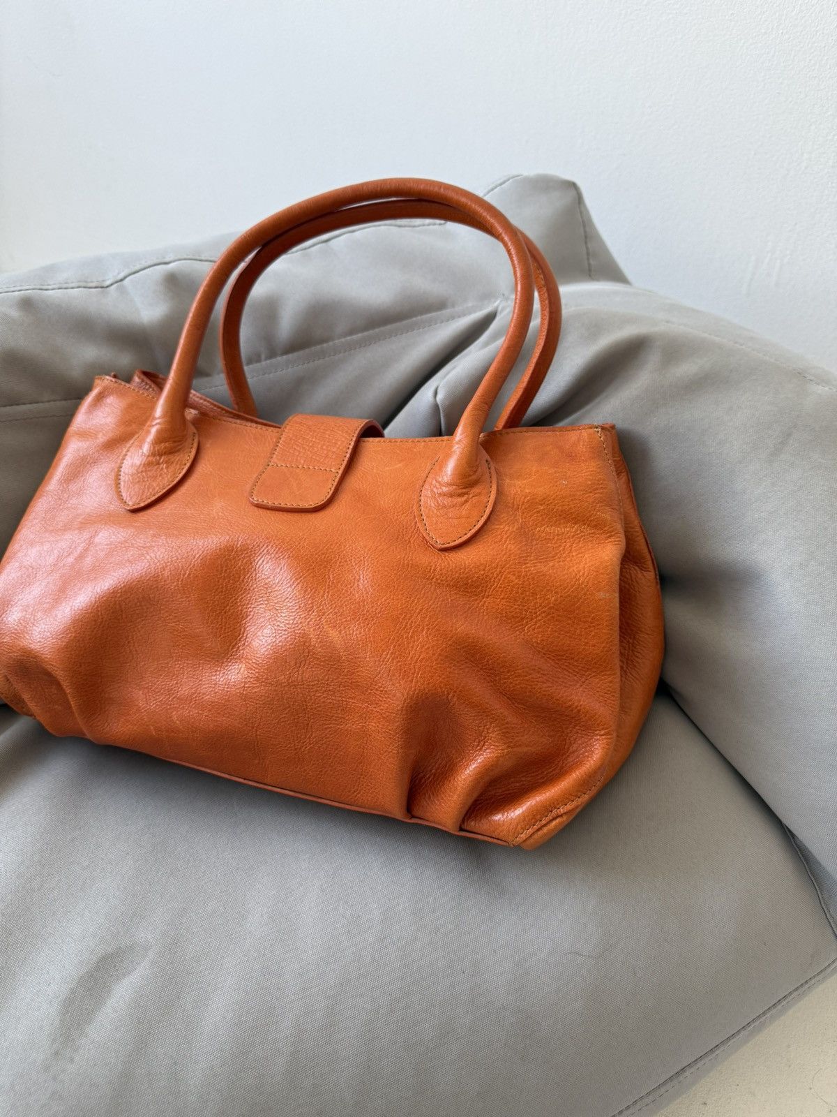 Tod’s Orange Leather Satchel Tote Handbag
